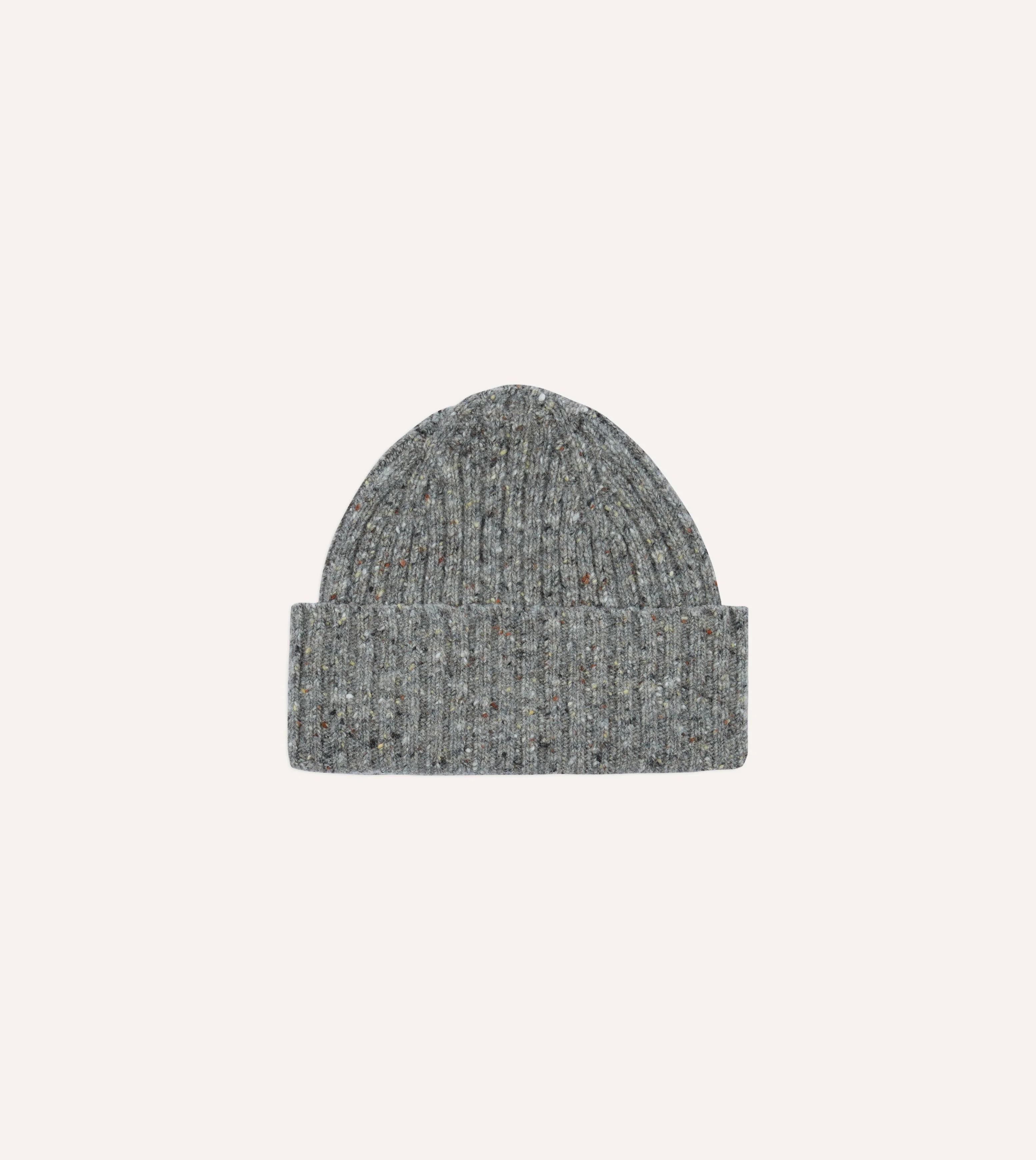 Light Grey Donegal Ribbed Merino Knit Cap - 1