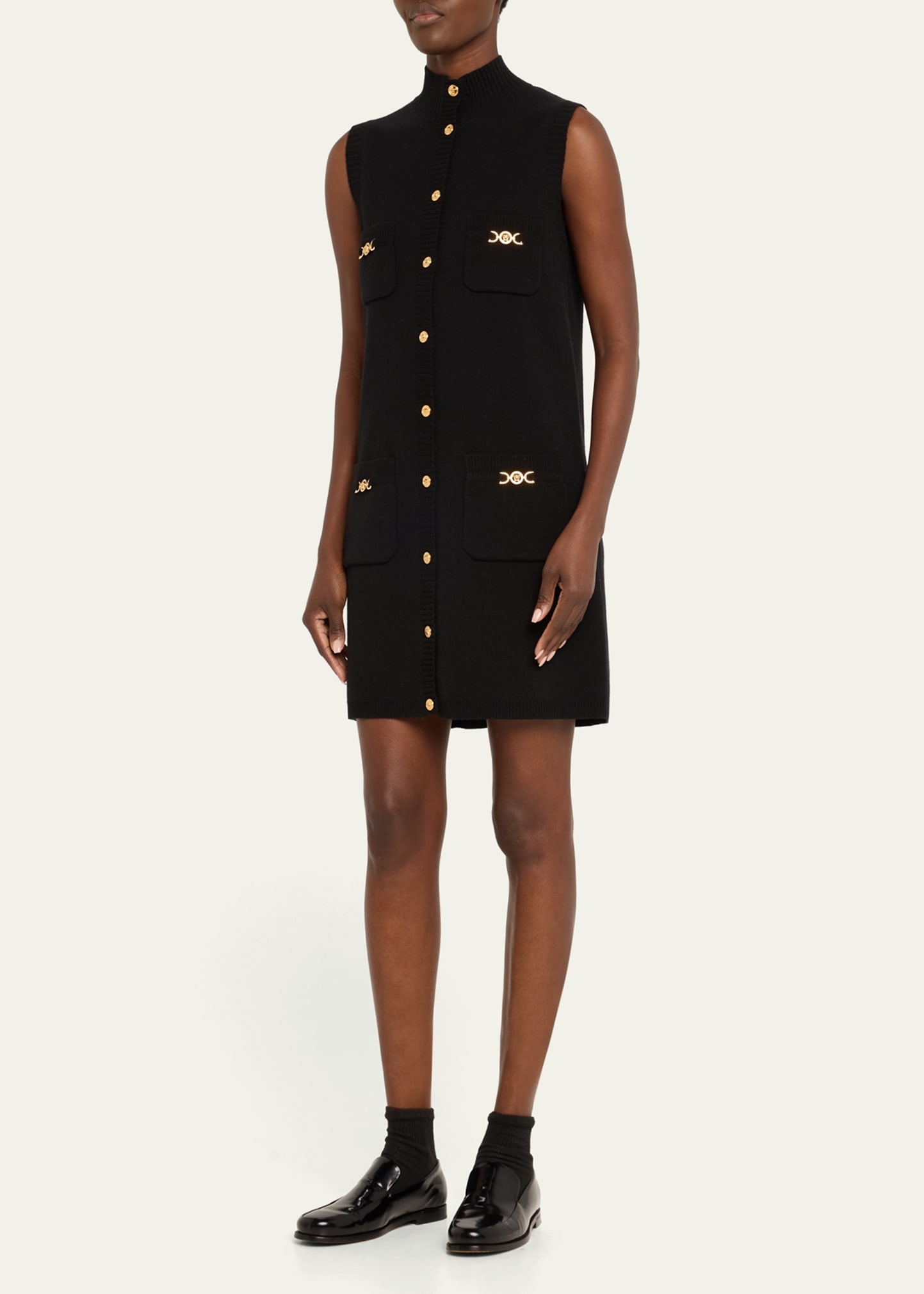 Button-Front Knit Medusa Mini Dress - 4