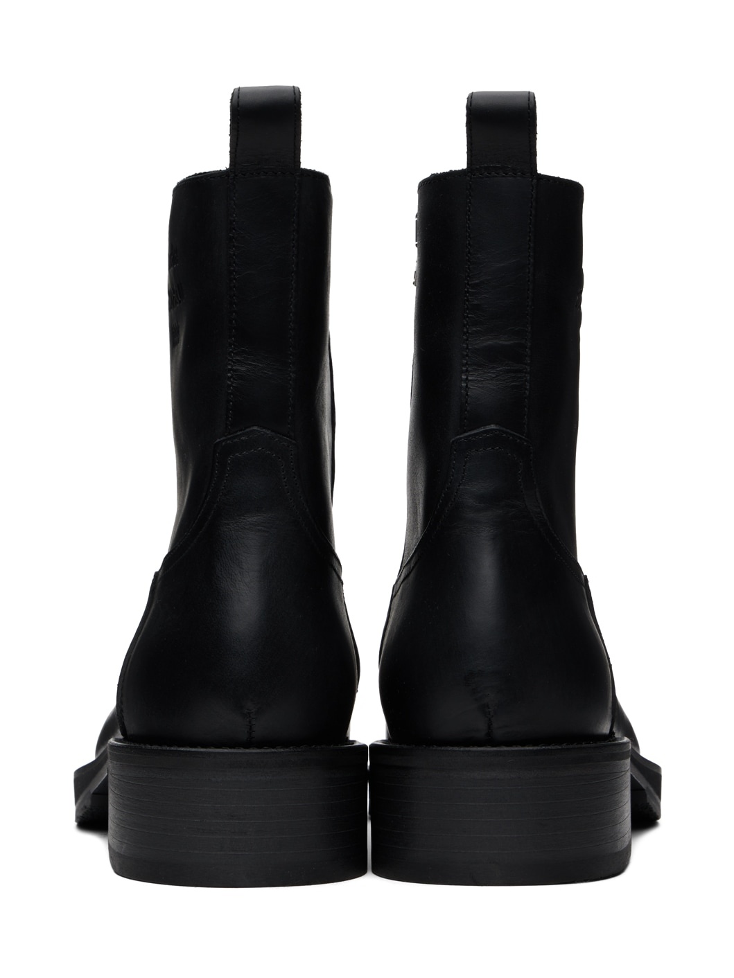 Black Leather Waxed Boots - 2