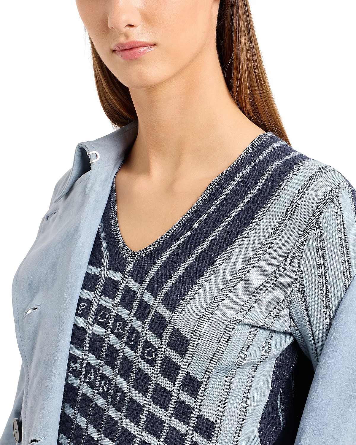 Jacquard V Neck Sweater - 4