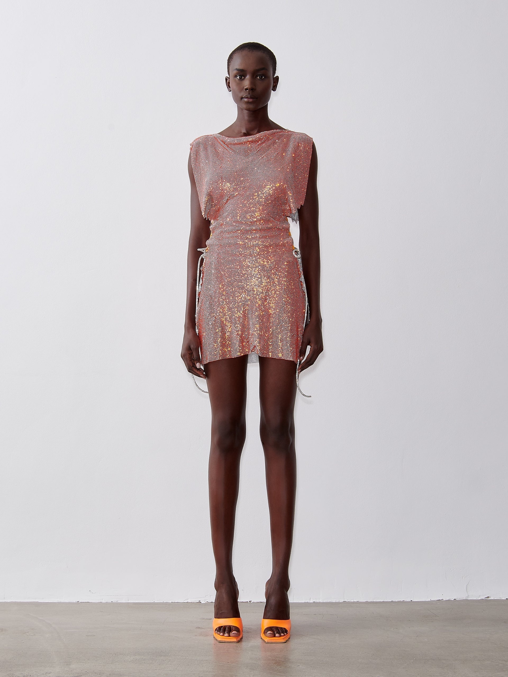 RHINESTONED BAMM BAMM DRESS APEROL SPRITZ - 2