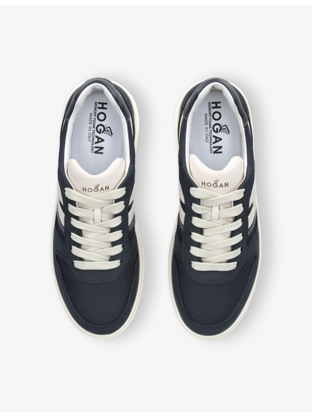 Allacciato H 630 Brand-Embroidered Leather And Mesh Low-Top Trainers - 2