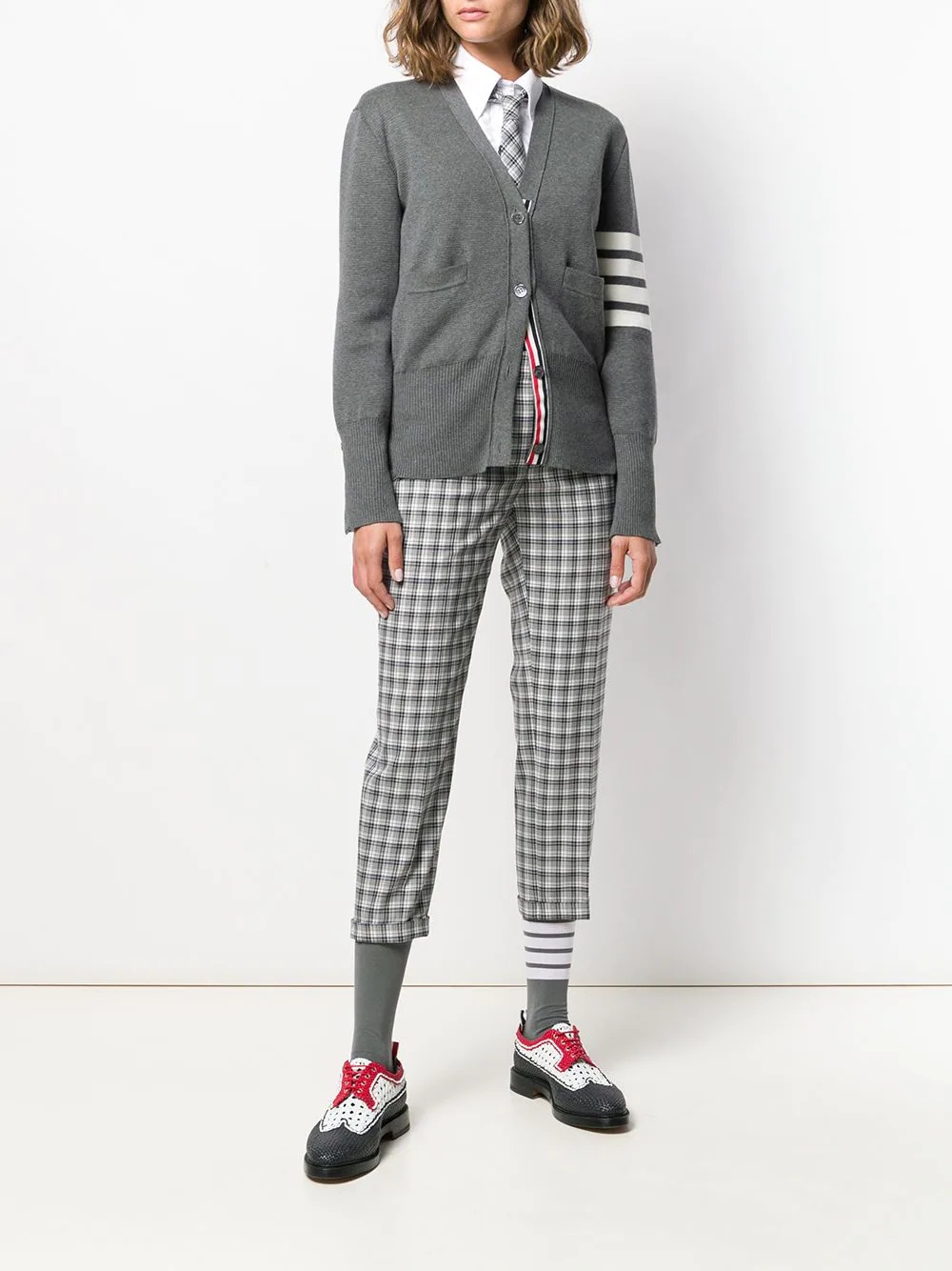4-Bar crepe V-neck cardigan - 2