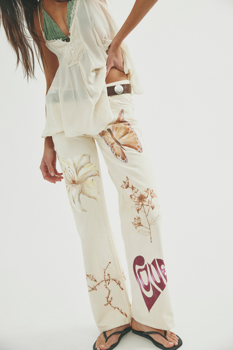 FP X Juliet Johnstone Hand-Painted Tennessee Low-Rise Boyfriend Jeans 1