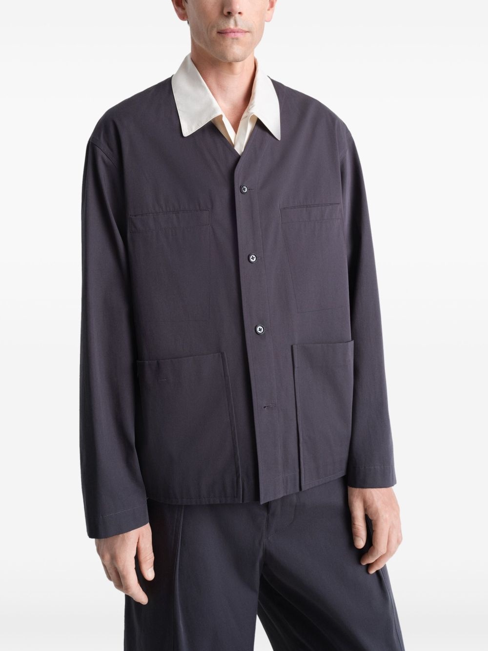 collarless overshirt - 4