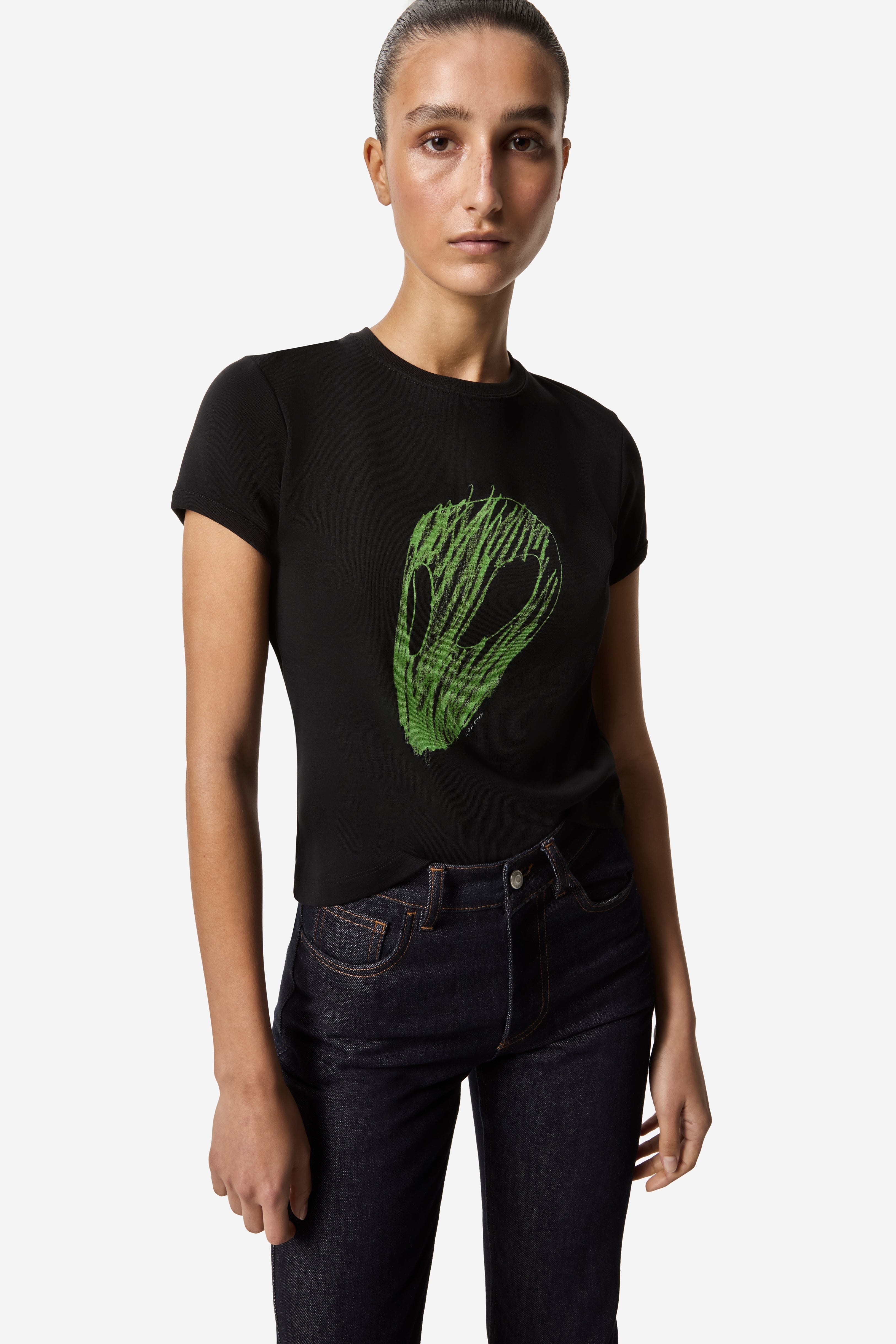 Slim Fit T-Shirt Alien Head Print - 1
