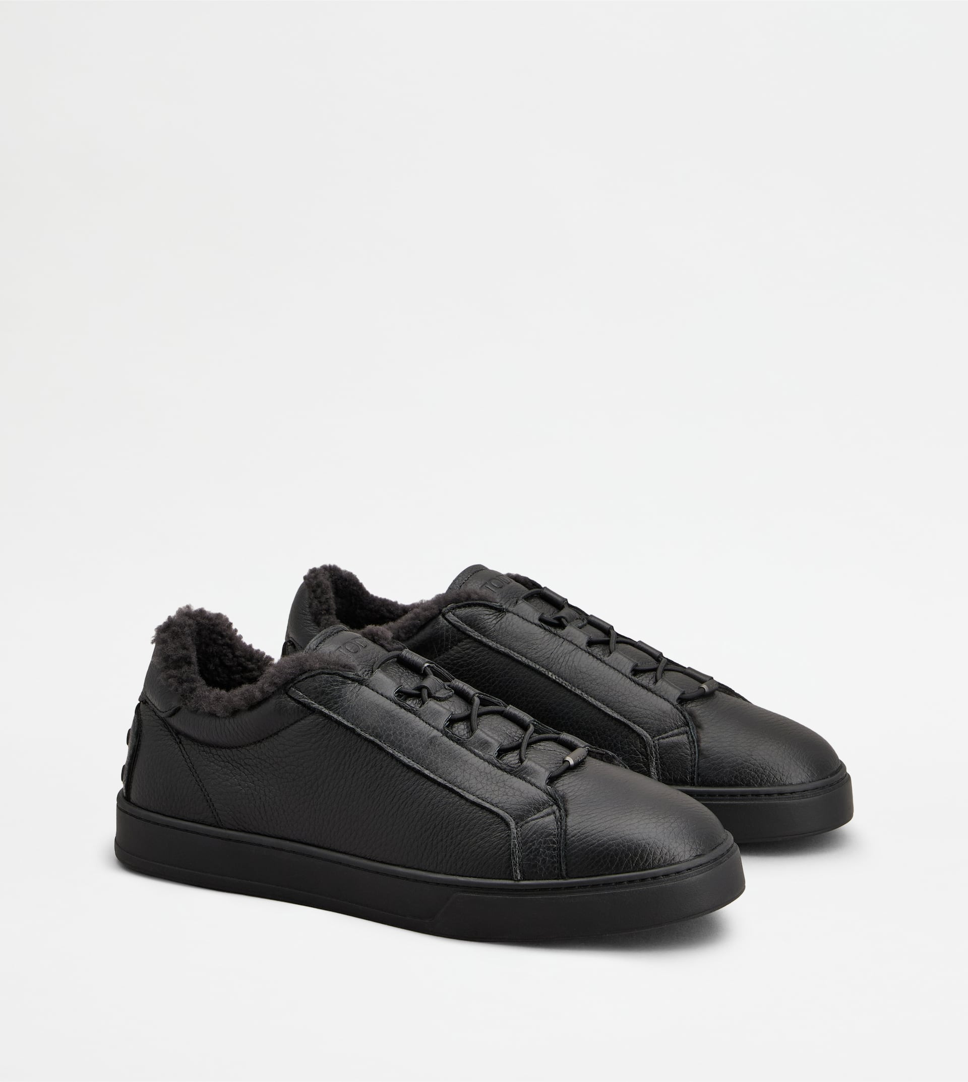 SNEAKERS IN LEATHER - BLACK - 2