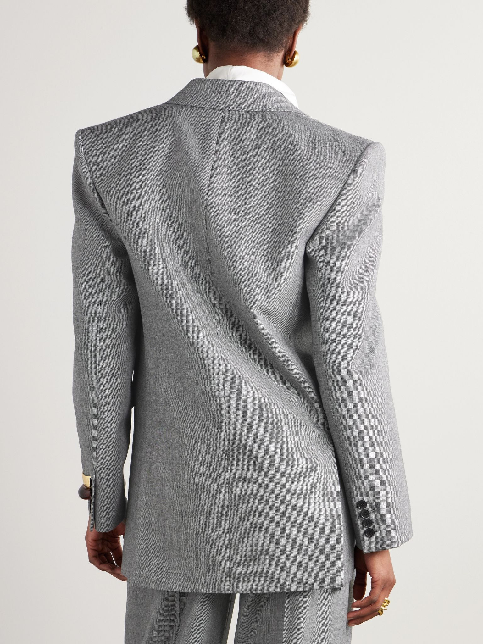 Double-breasted wool-twill blazer Gray - 4