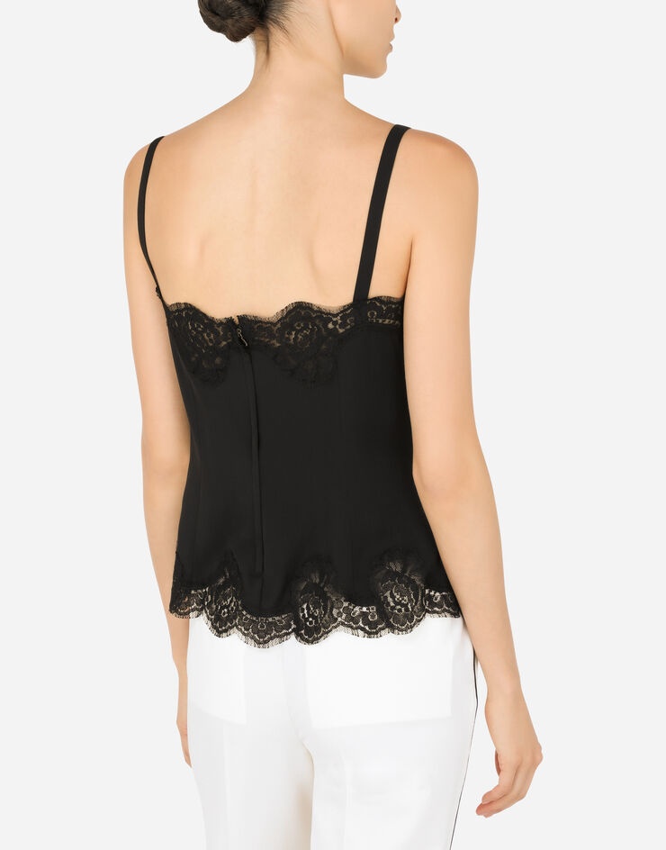 Strappy charmeuse top with lace details - 5