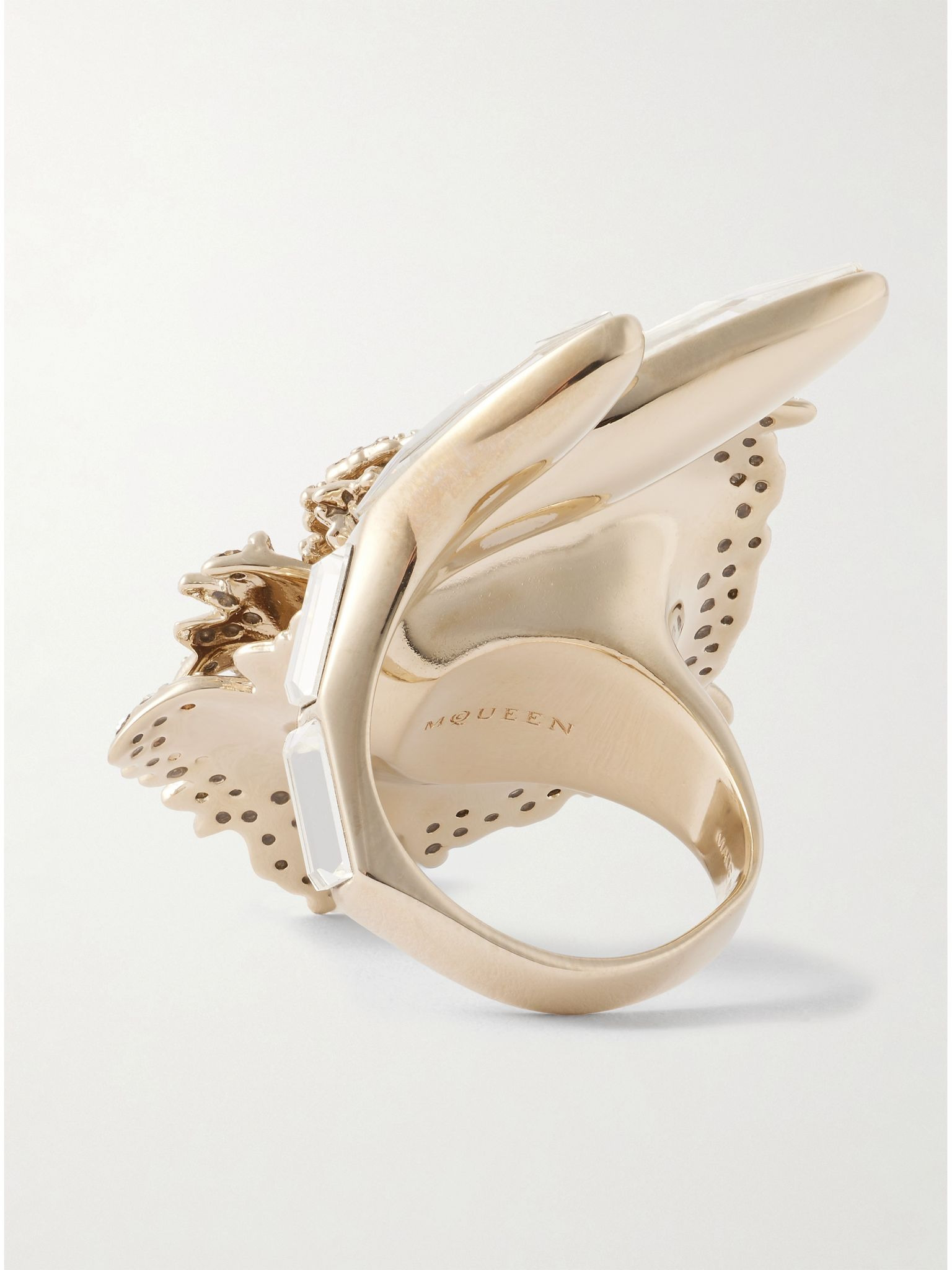 Carnation gold-tone crystal ring Silver - 3
