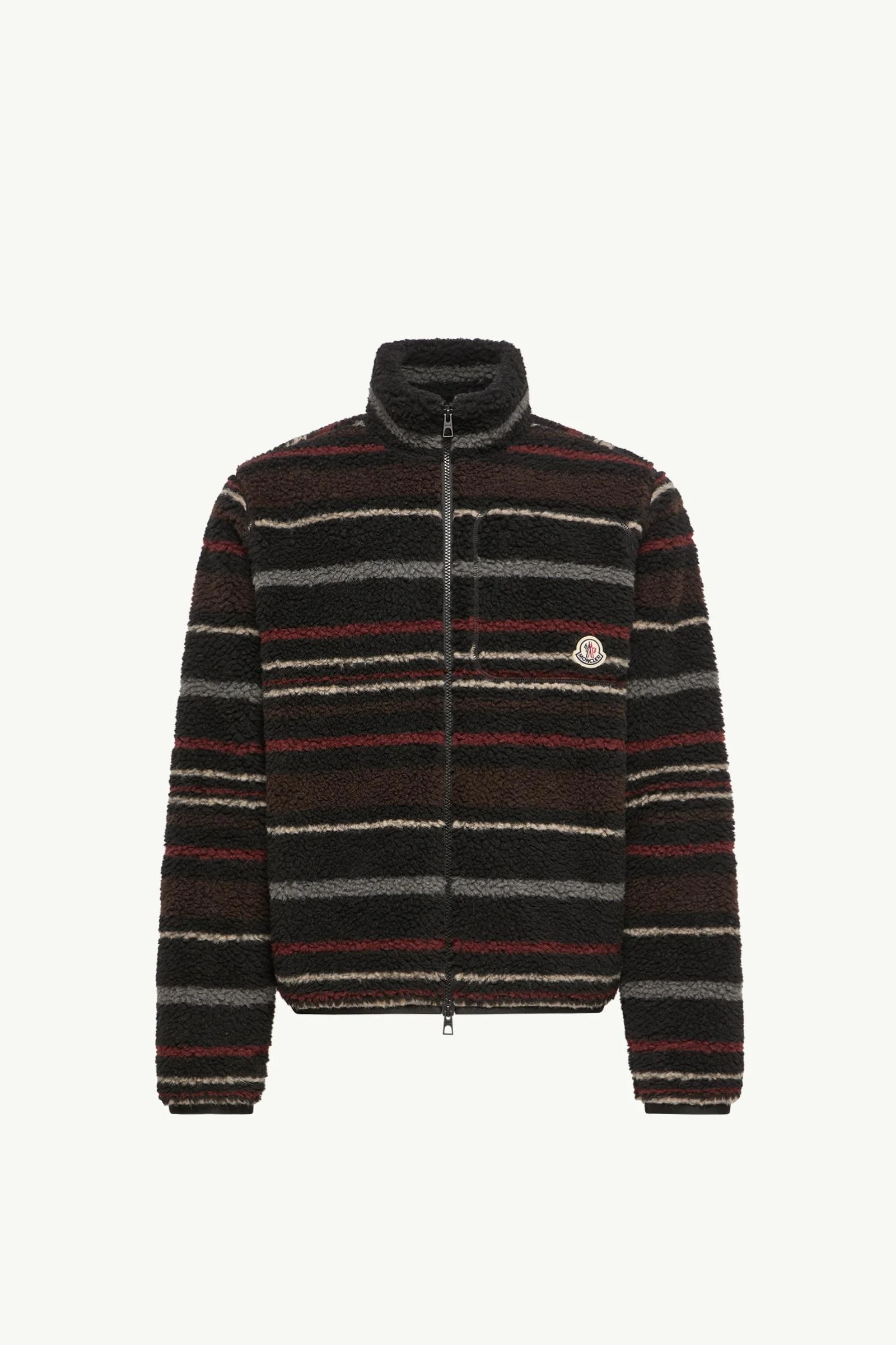 Striped Teddy Zip-Up Cardigan - 1
