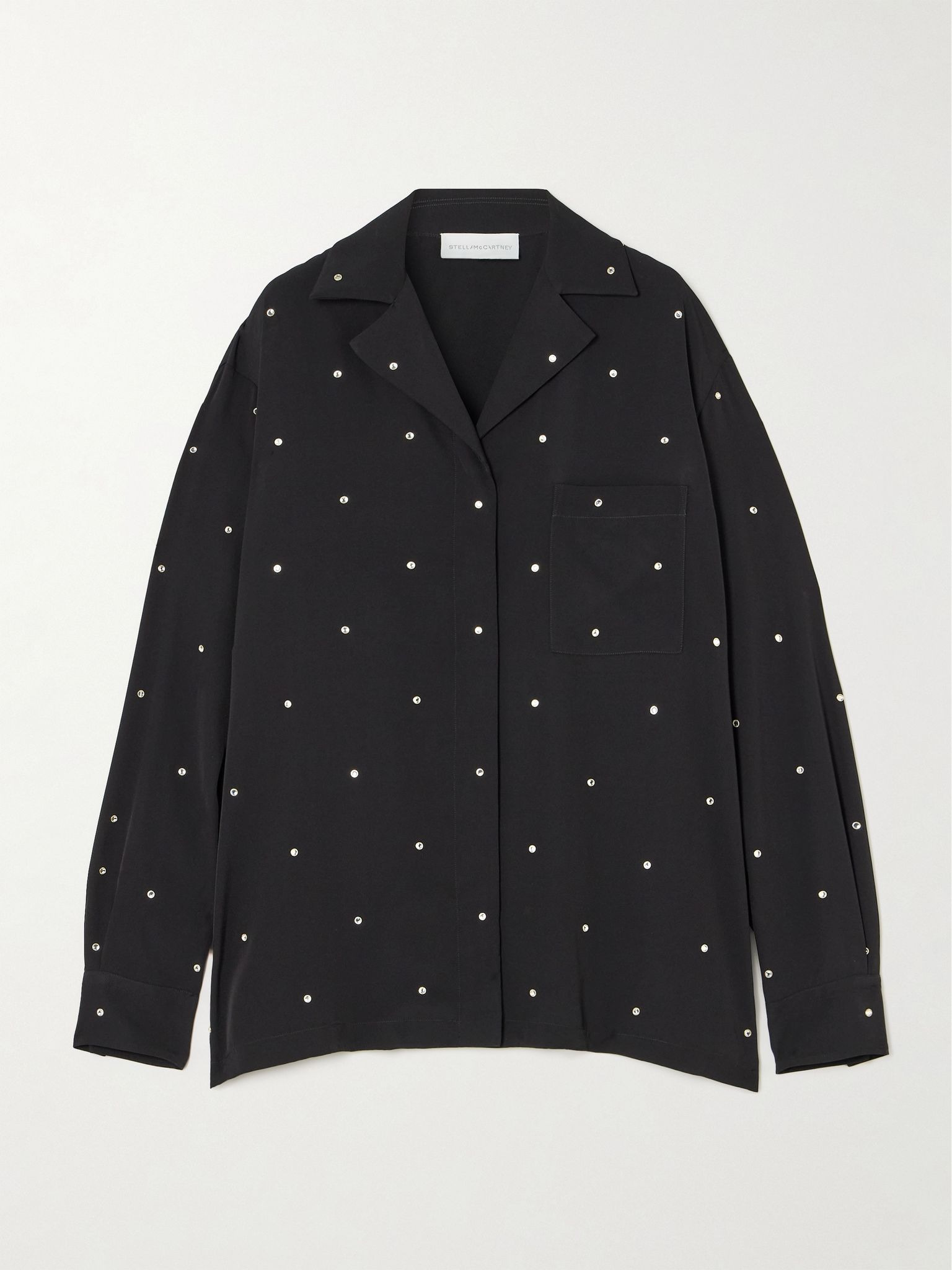 Crystal-embellished crepe shirt Black - 1