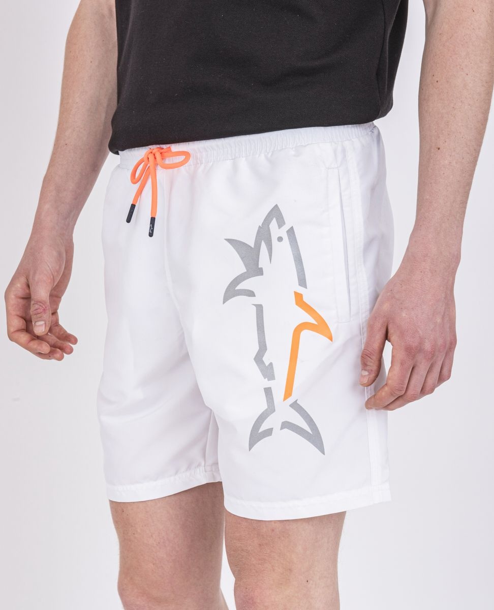 Swim Shorts With Fluo Printed Shark - 5