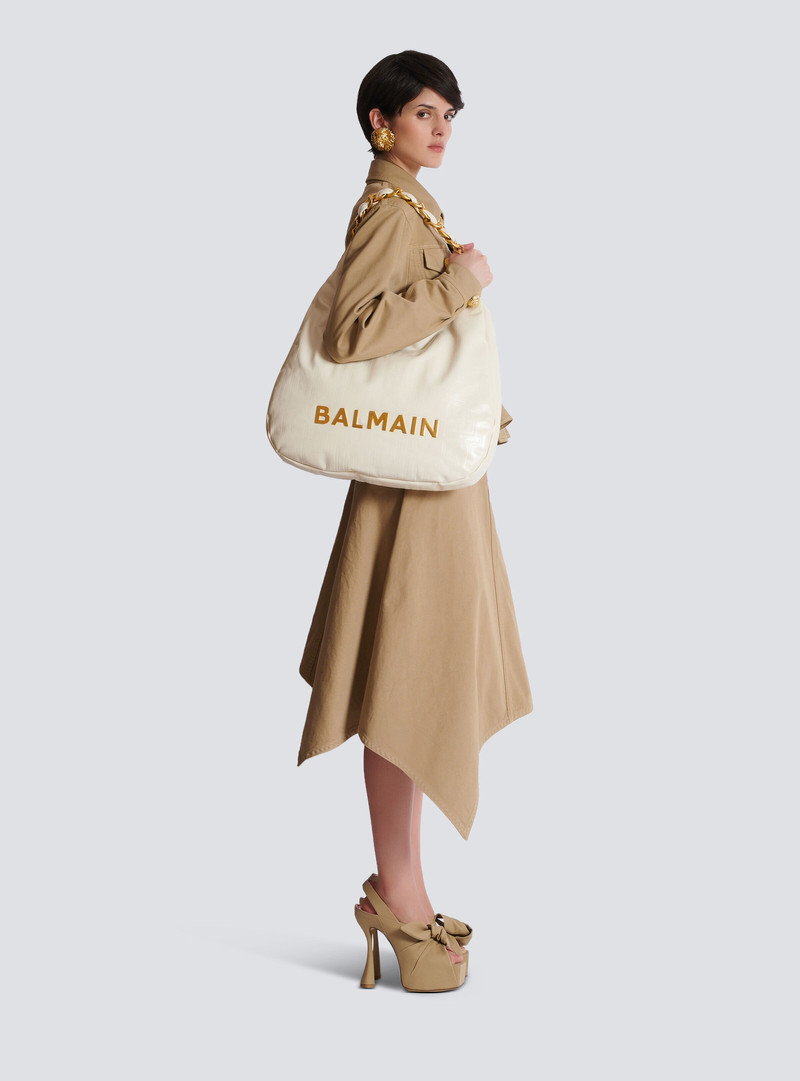 Balmain 1945 Soft Hobo bag in embossed crinkled calfskin with a PB Labyrinth monogram outlook