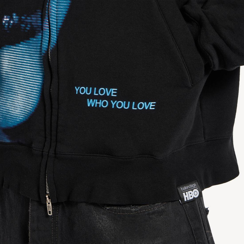 Men's Lips Oversized Zip-up Hoodie in Black 6