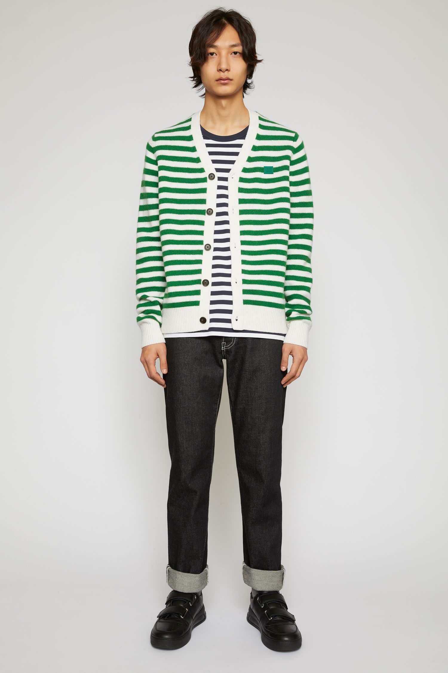 Breton stripe cardigan green/white - 2