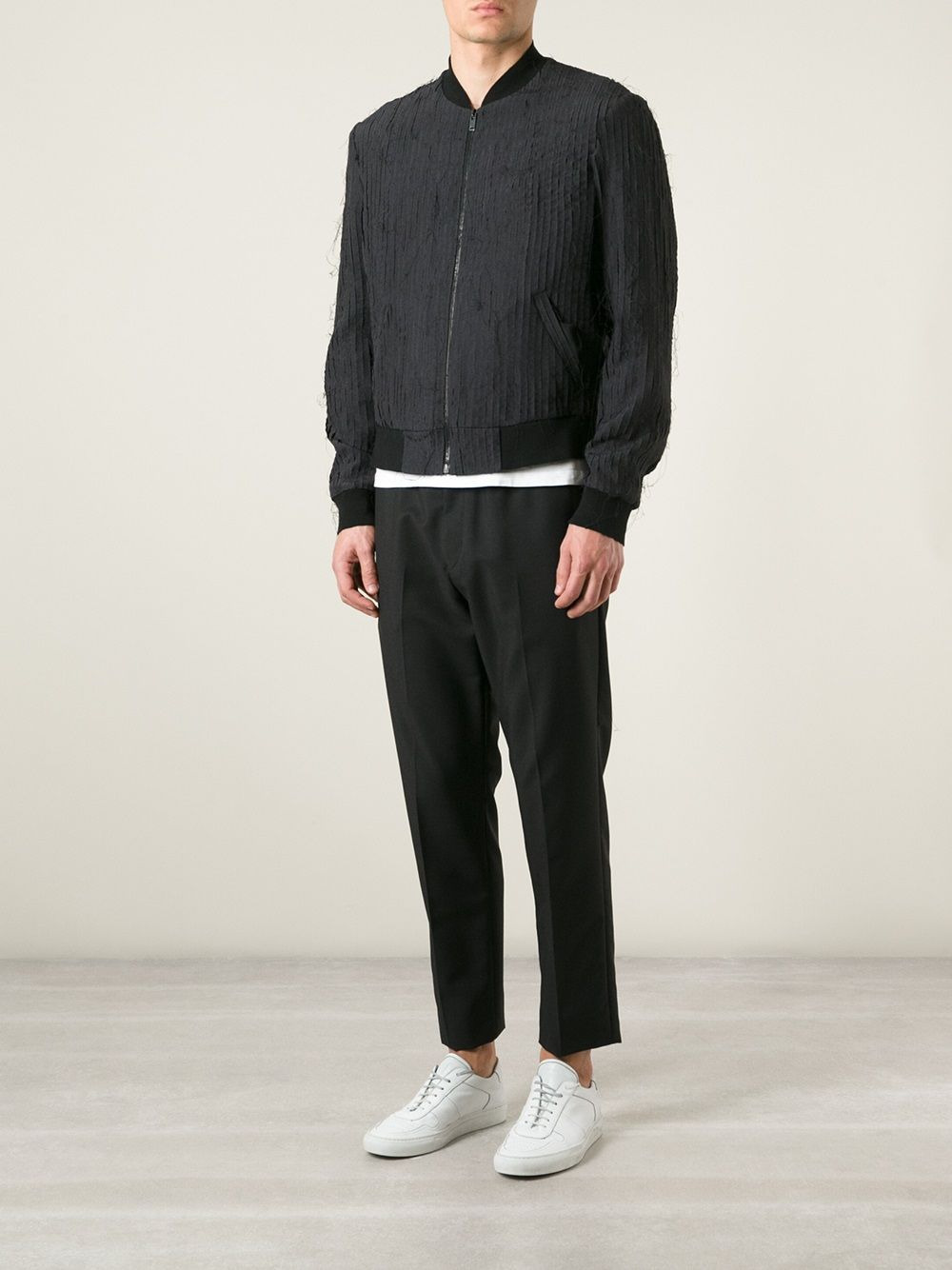 striped panel bomber jacket - 2