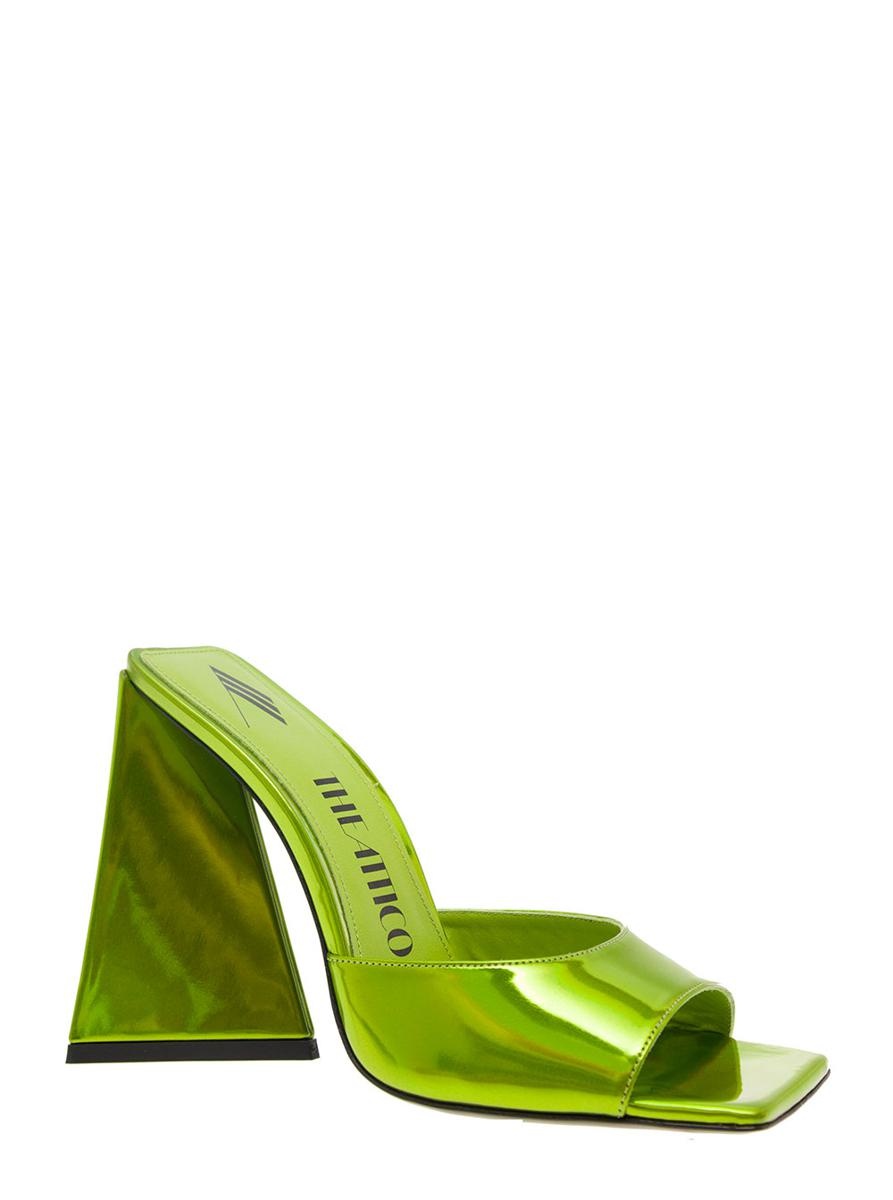 THE ATTICO 'DEVON' GREEN MULES WITH PYRAMID HEEL IN FAUX LEATHER WOMAN - 2