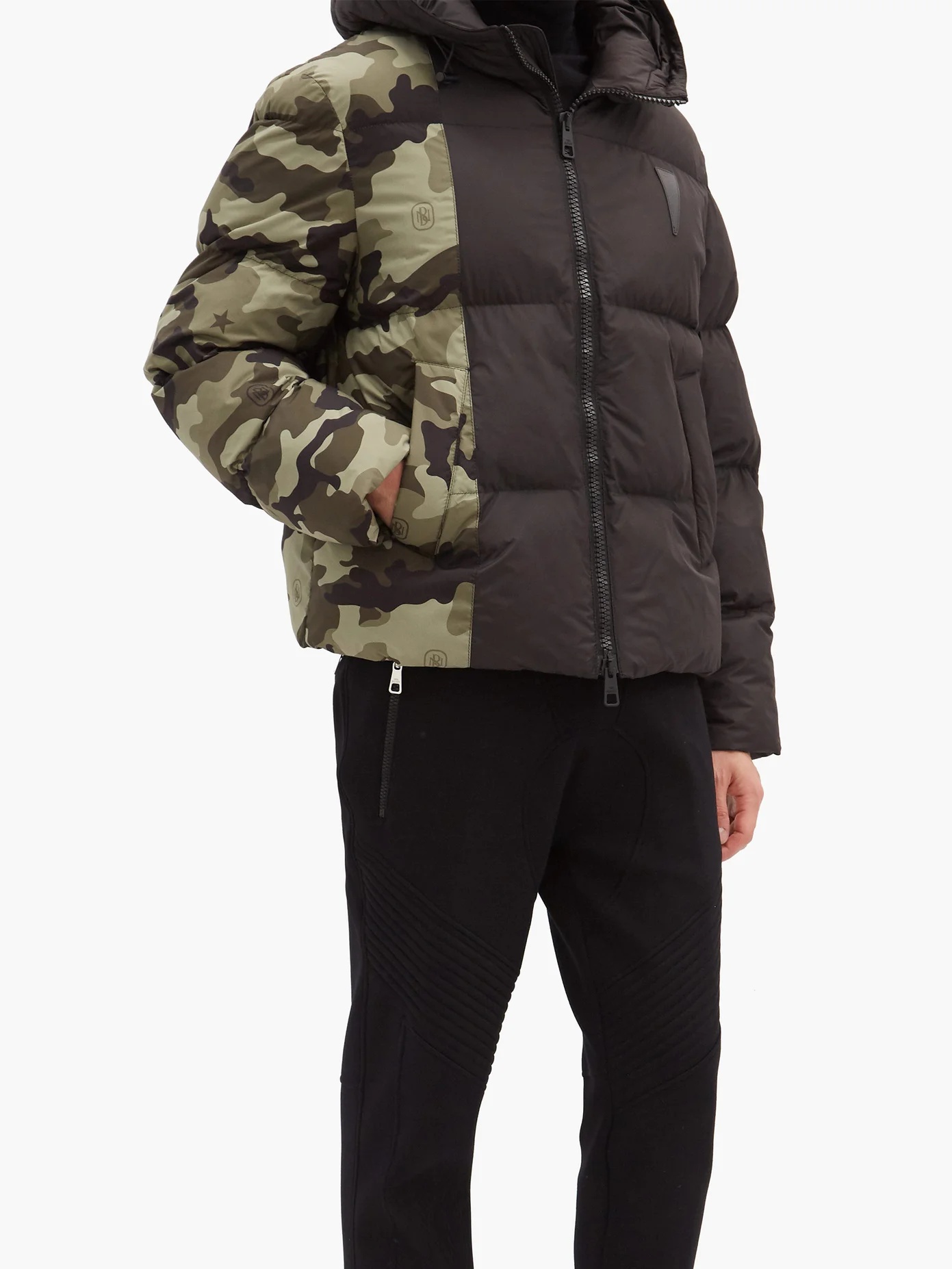 Camouflage-panelled padded jacket - 6