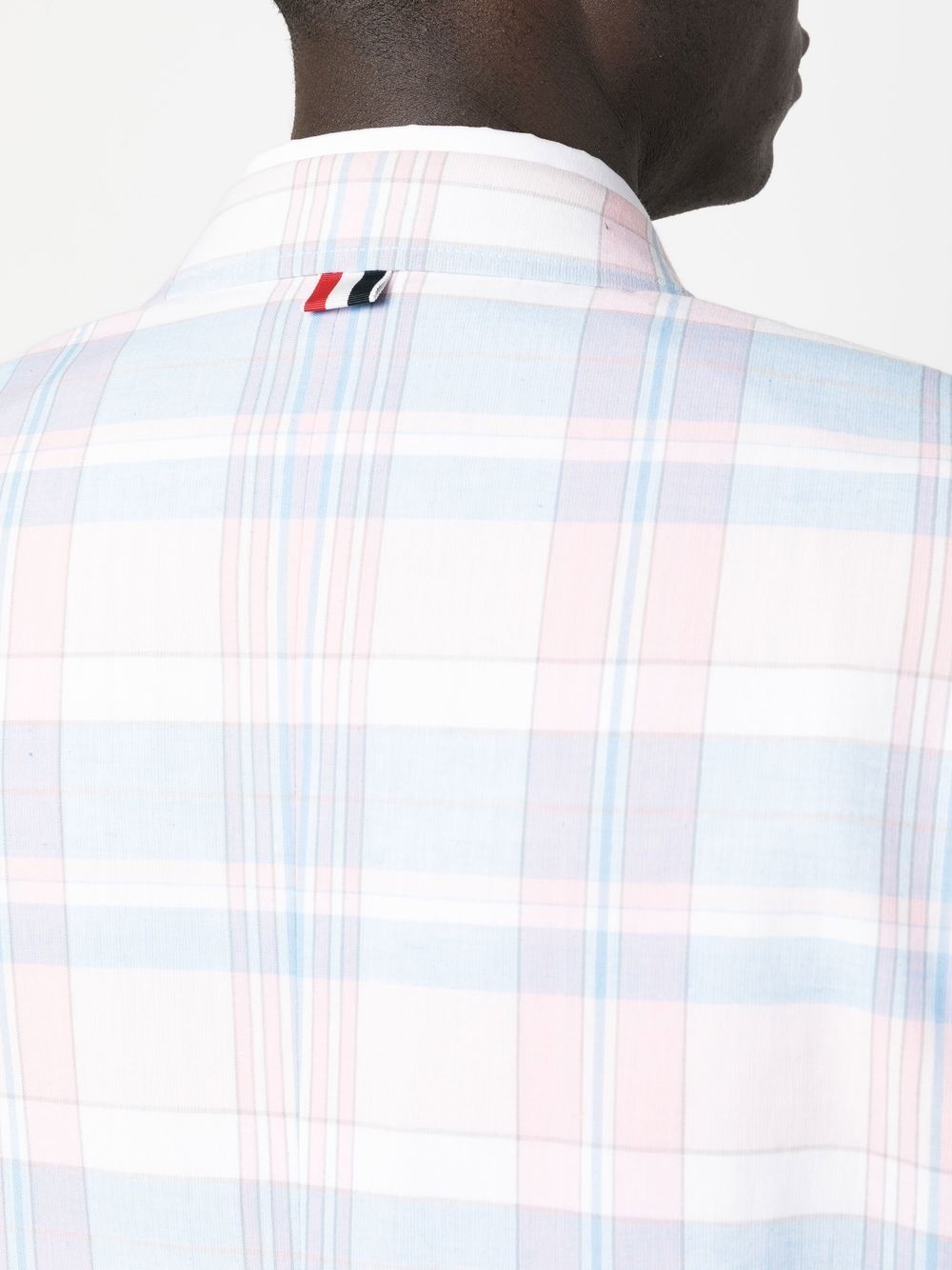 plaid-check pattern cotton blazer - 5
