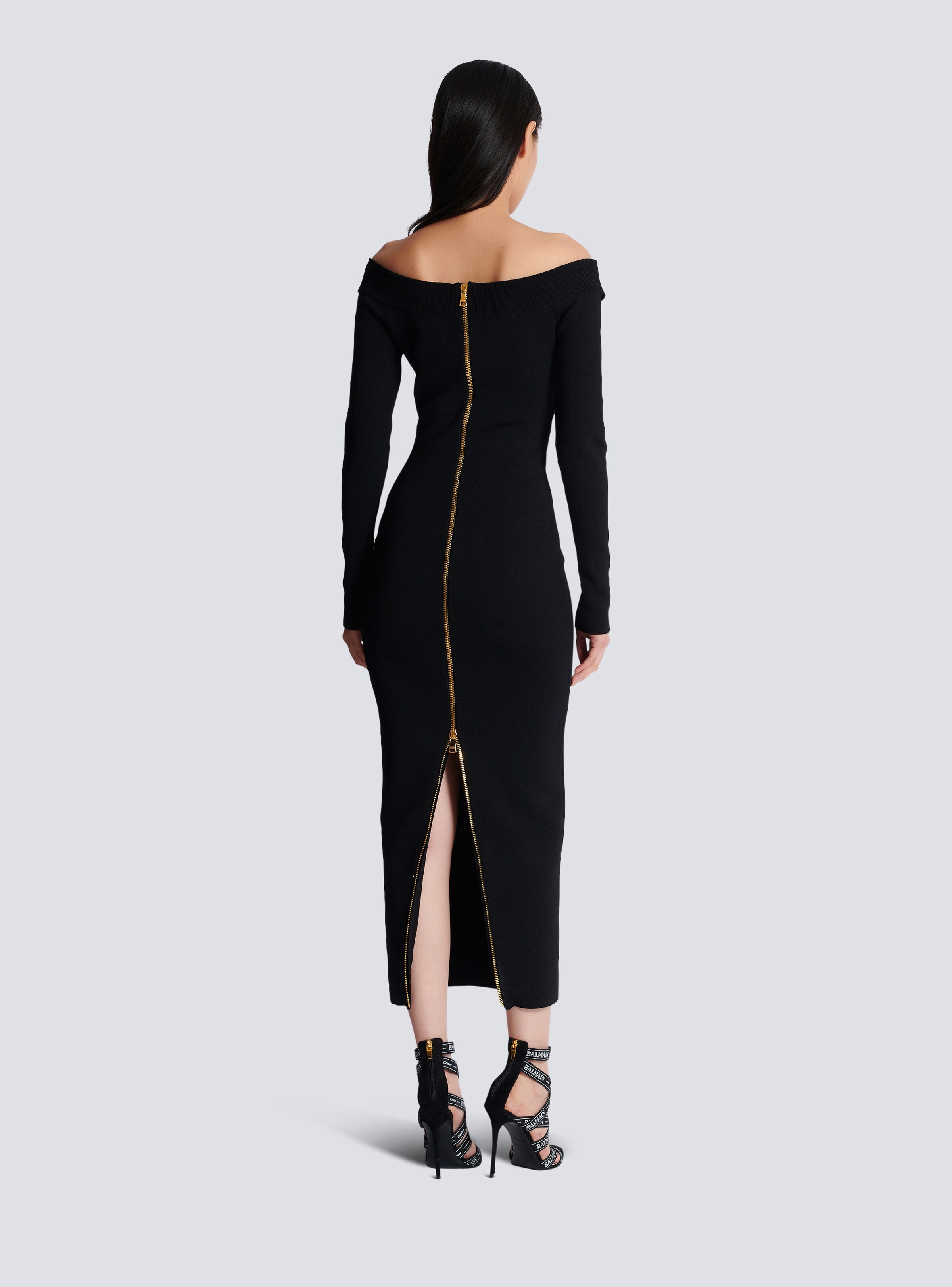Long plain knit dress - 4