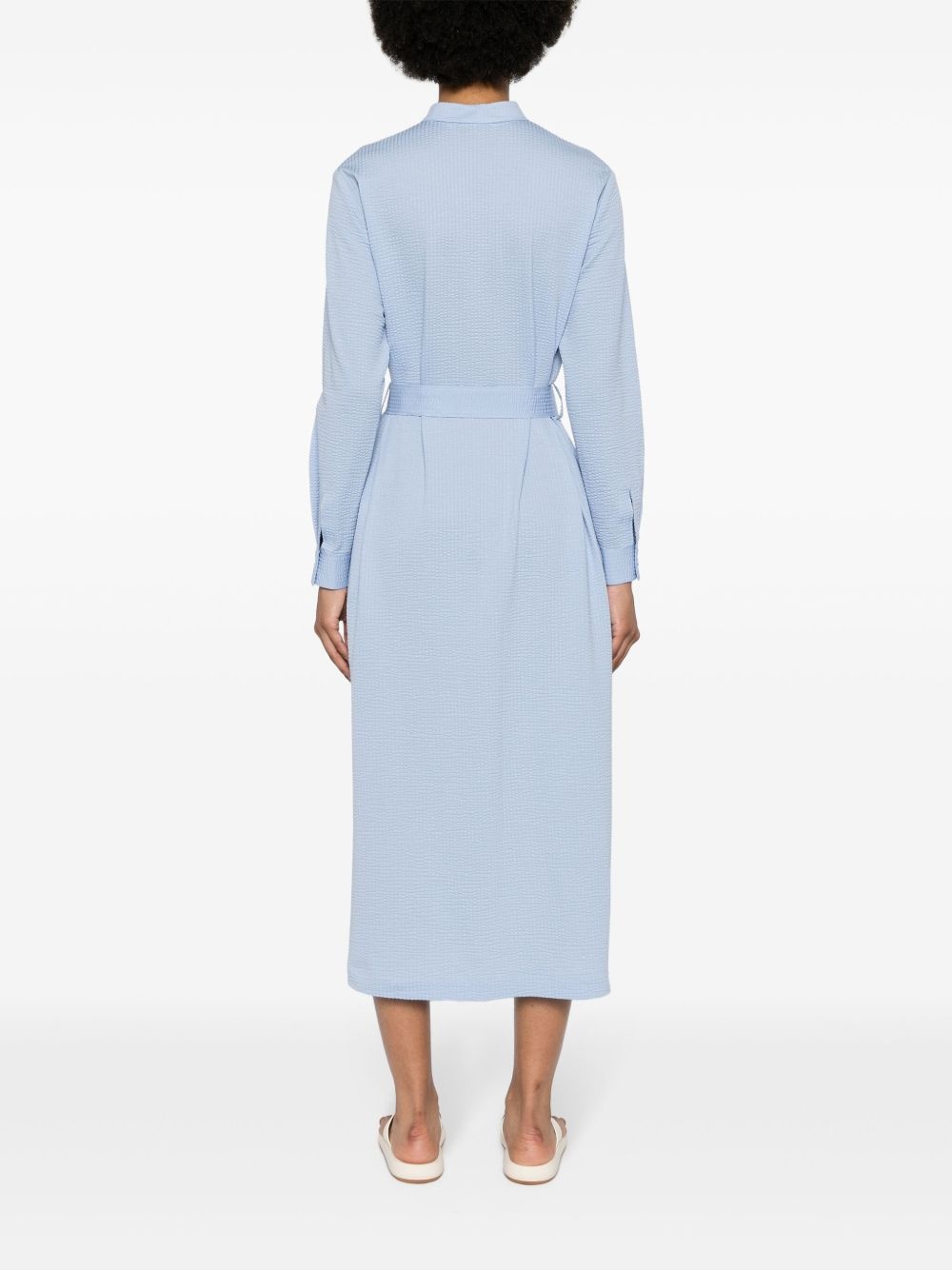 seersucker belted midi dress - 4