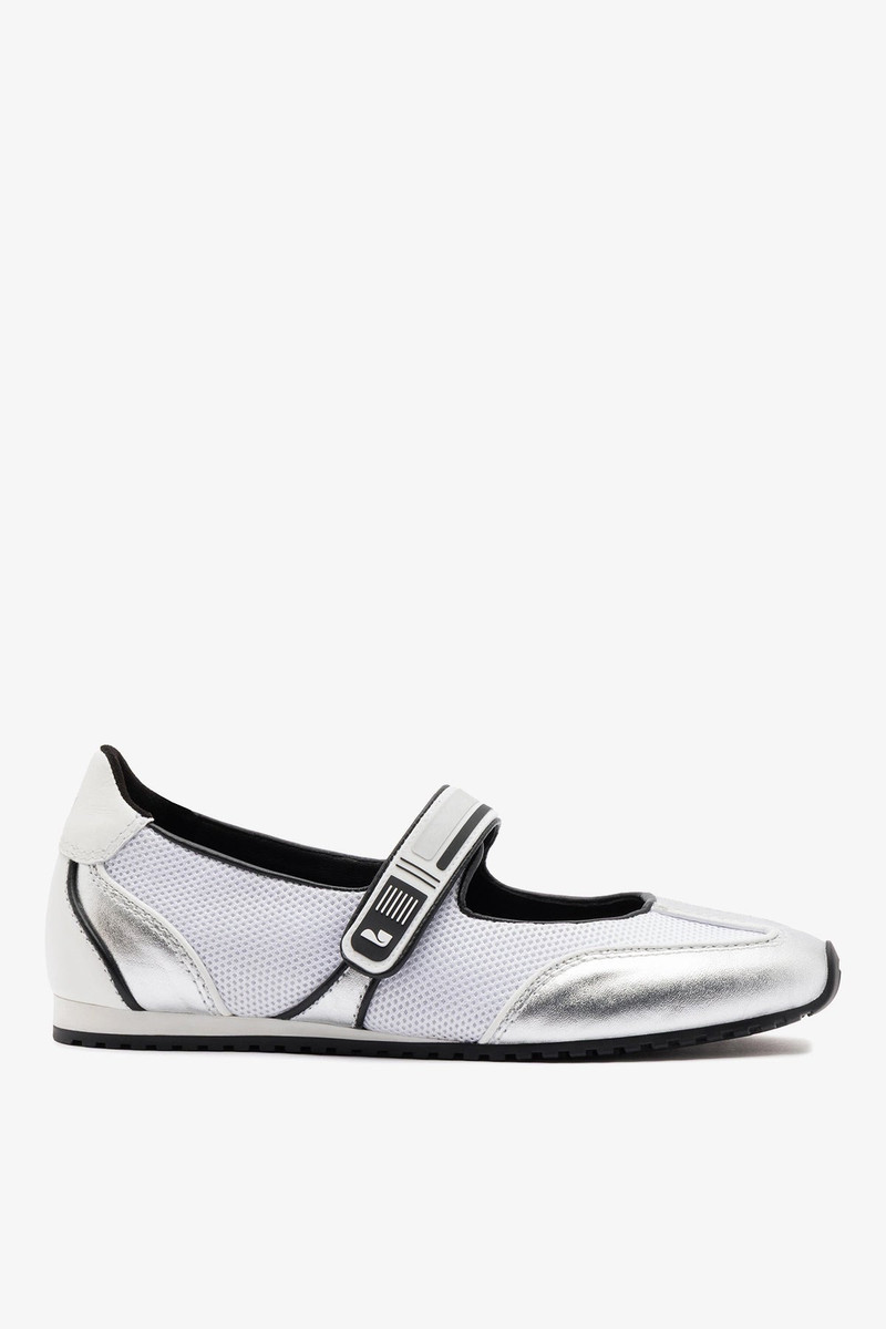 Devon Sneakerina Silver Mesh and Leather 1