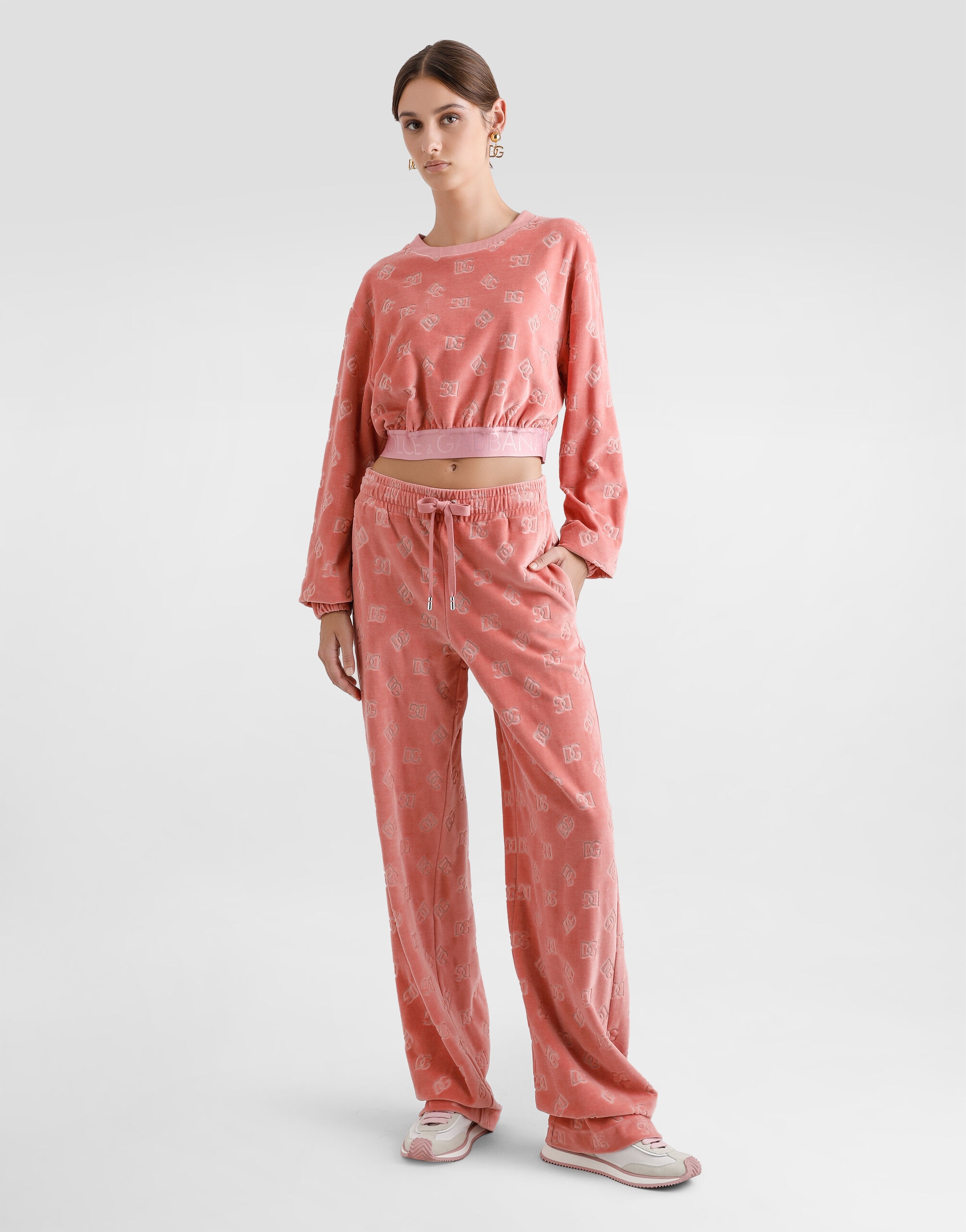 Jacquard chenille jogging pants with DG logo - 2