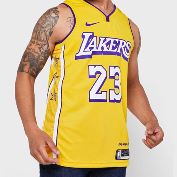Nike NBA City limited Basketball Vest SW Fan Edition 19-20 Season Lakers LeBron James 23 Yellow AV46 - 5