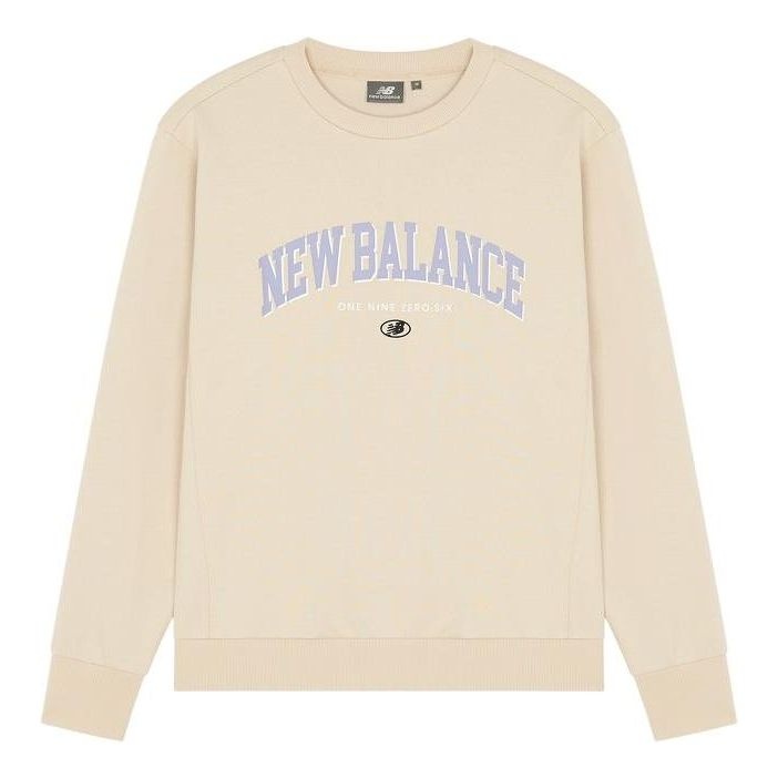 New Balance Logo Printing Round Neck Pullover Couple Style Creamy White 5CC17083-BEI - 1