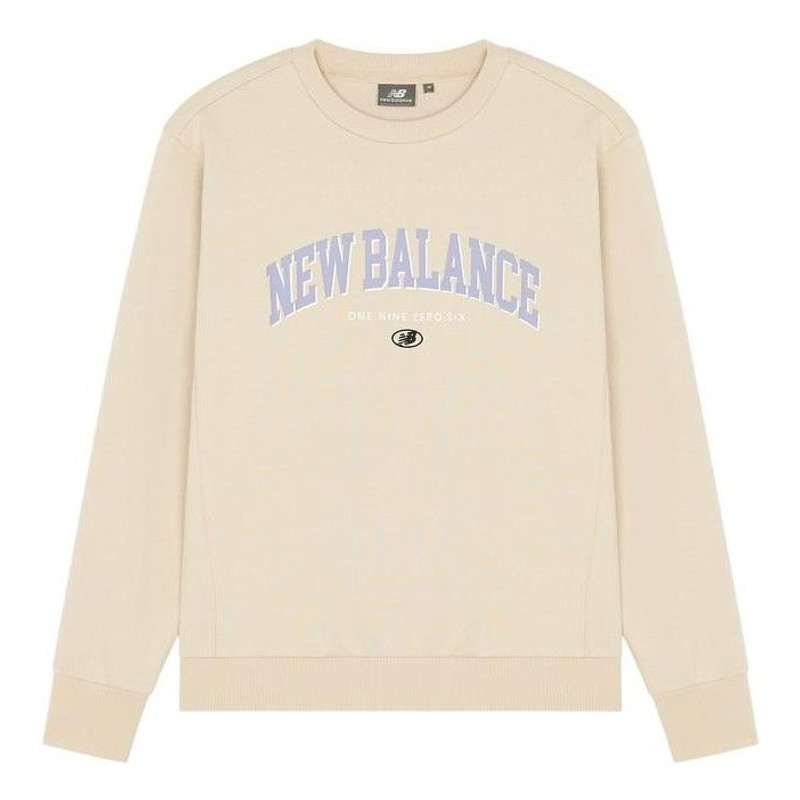 New Balance Logo Printing Round Neck Pullover Couple Style Creamy White 5CC17083-BEI - 1
