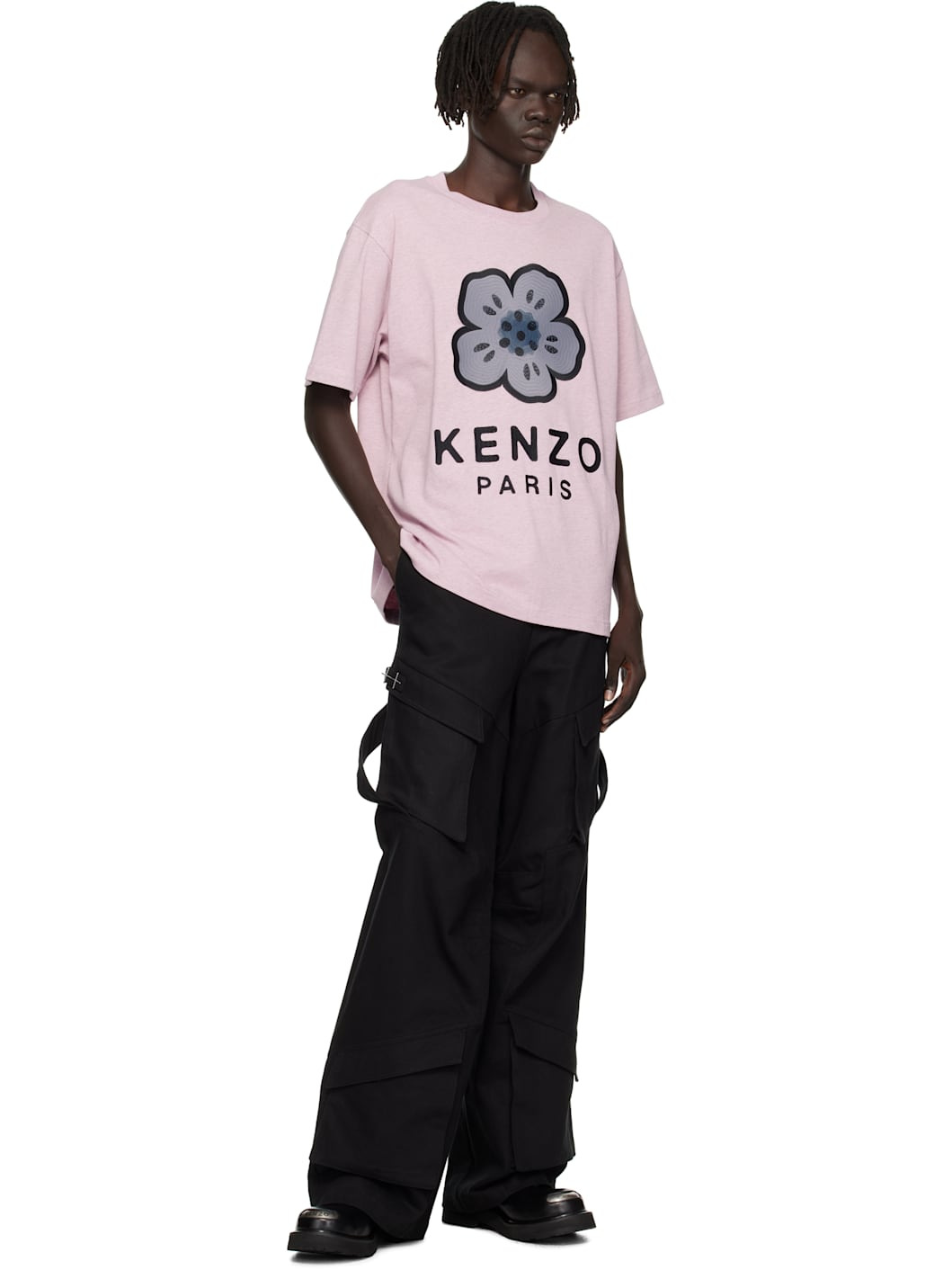 Pink Kenzo Paris 'Boke Flower' Embroidered Oversized T-shirt - 4