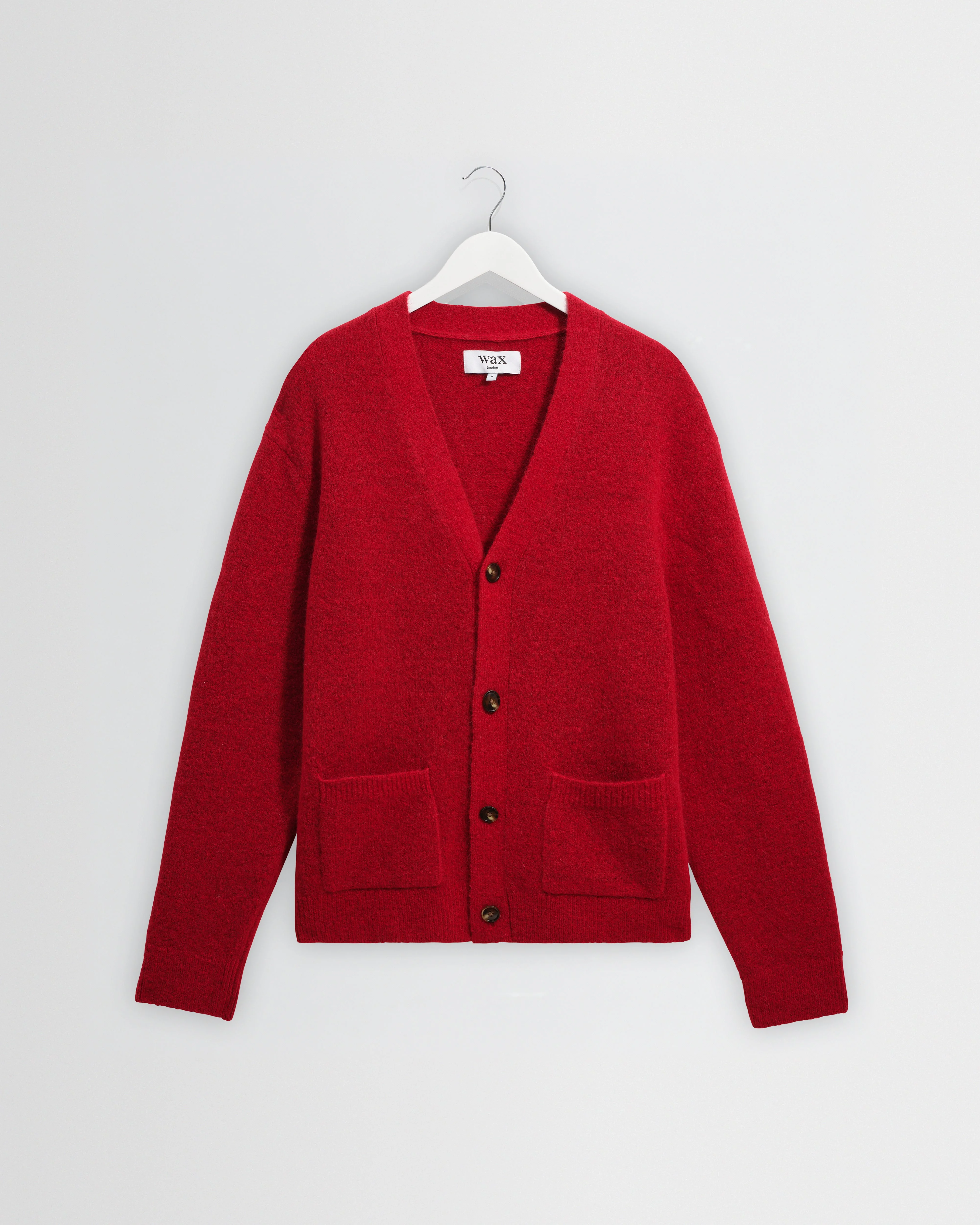Walker - Red Fluffy Wool Knit Cardigan - 1
