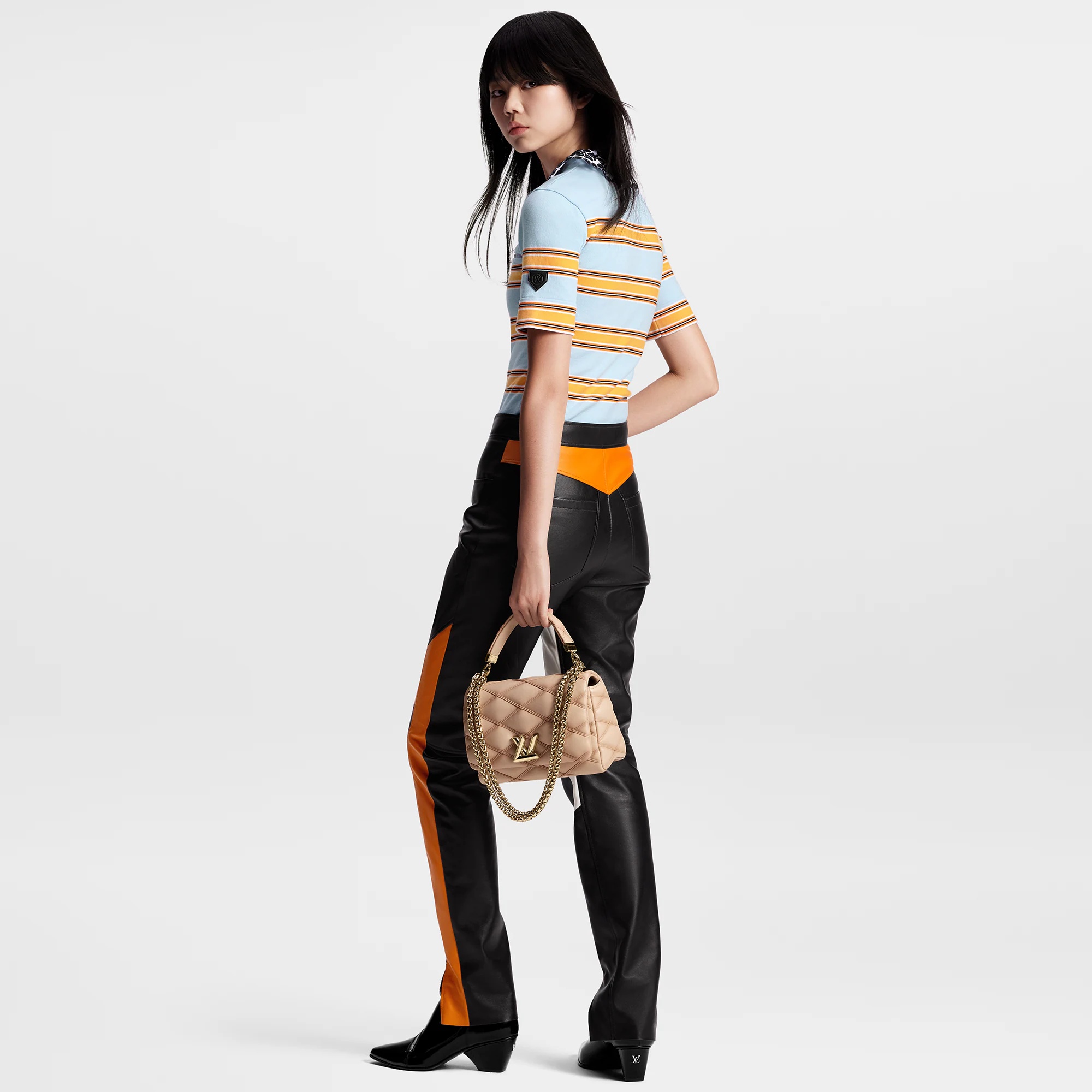 Collar Detail Striped Knit Top - 3