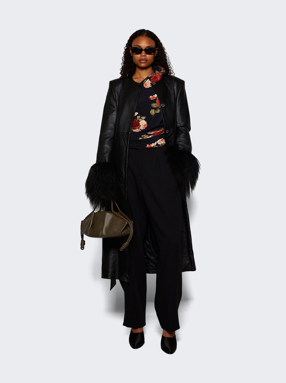 One Shoulder Shirt Rose Print - 2