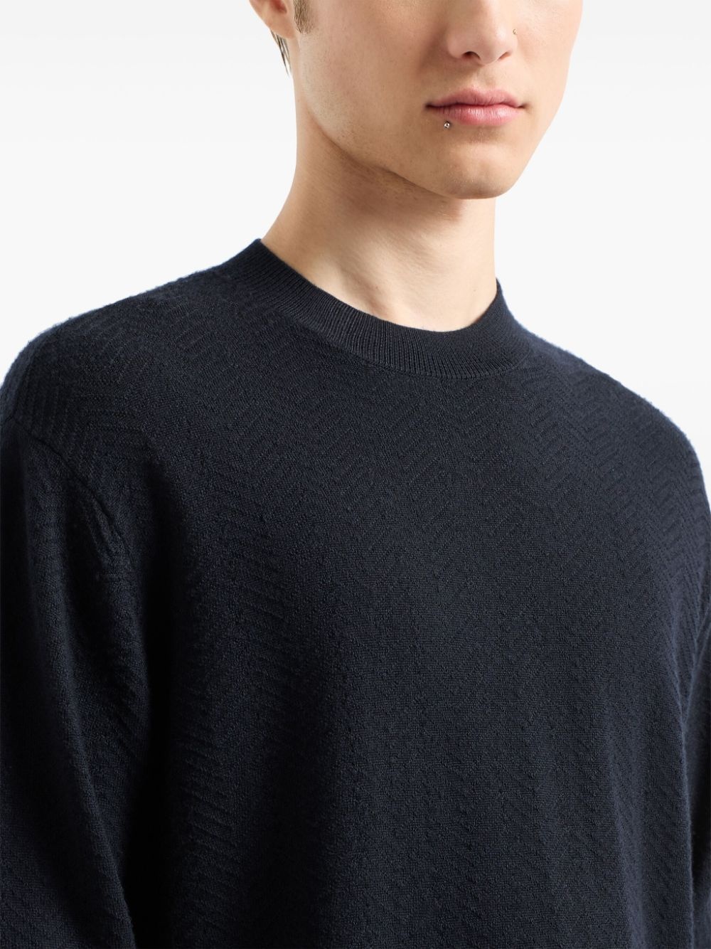 chevron-knit sweater - 4
