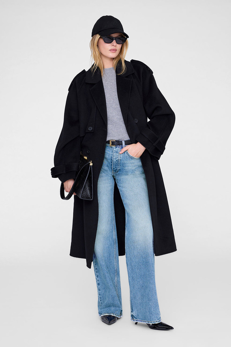 ANINE BING Jeremy Baseball Cap - Black Wool outlook