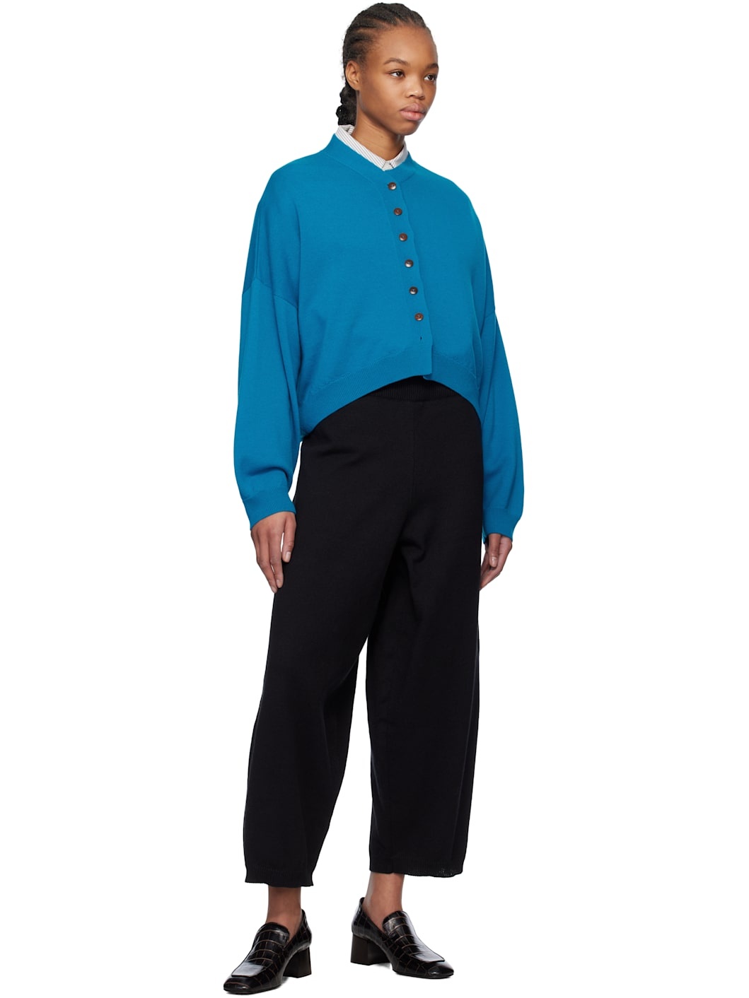 Black Cotton Knitted Lounge Pants - 4