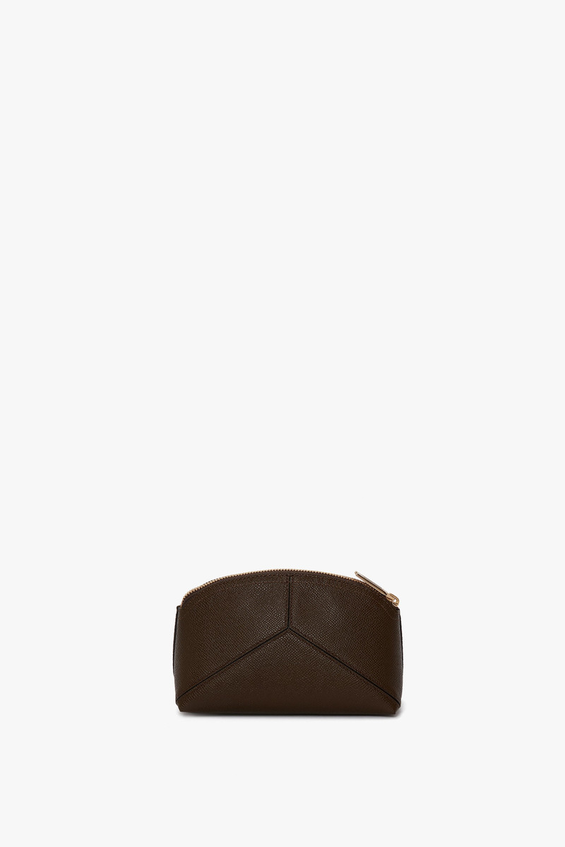 Victoria Beckham Exclusive Victoria Mini Wash Bag In Khaki Leather outlook
