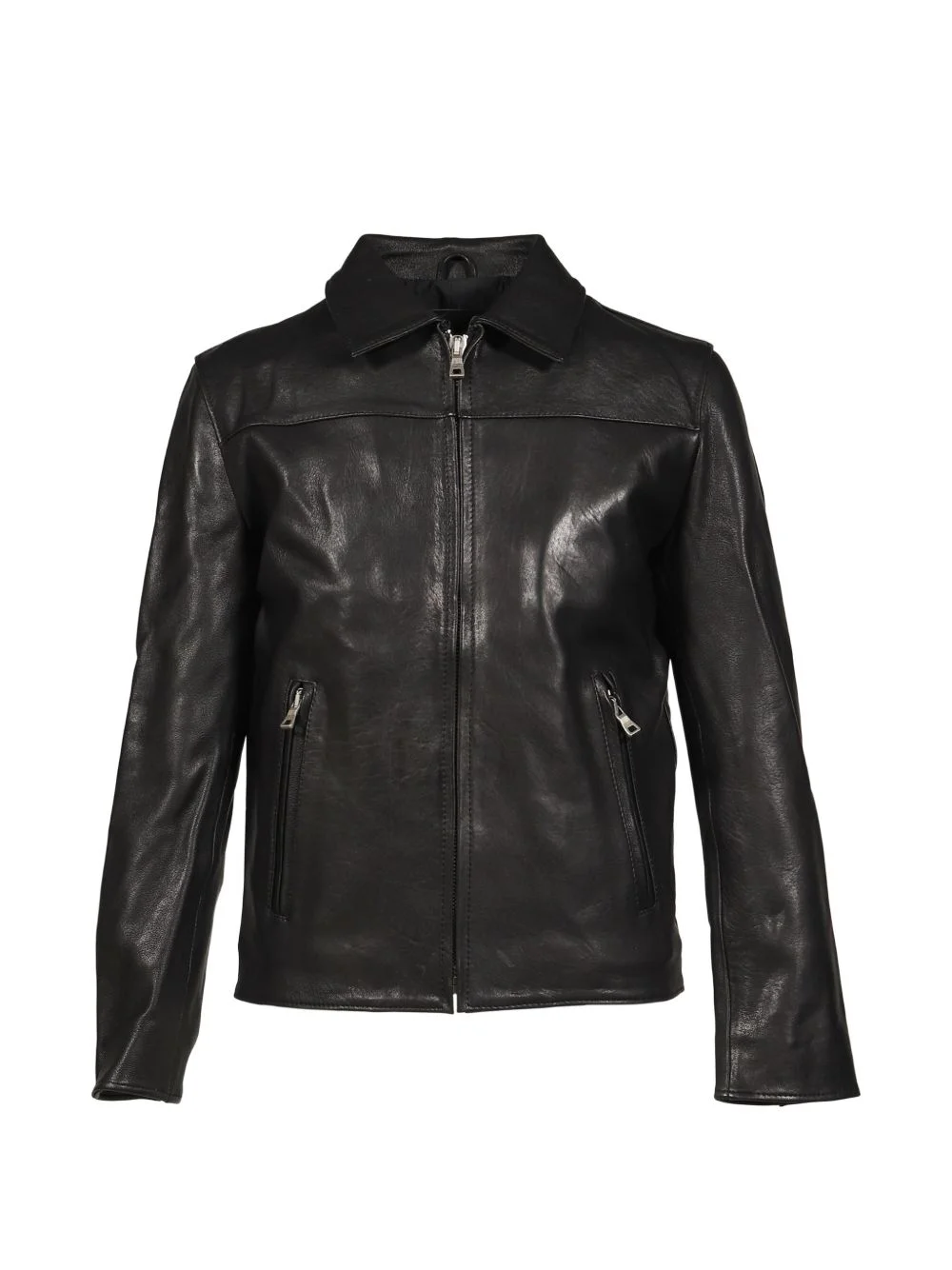 zip-up leather jacket - 1