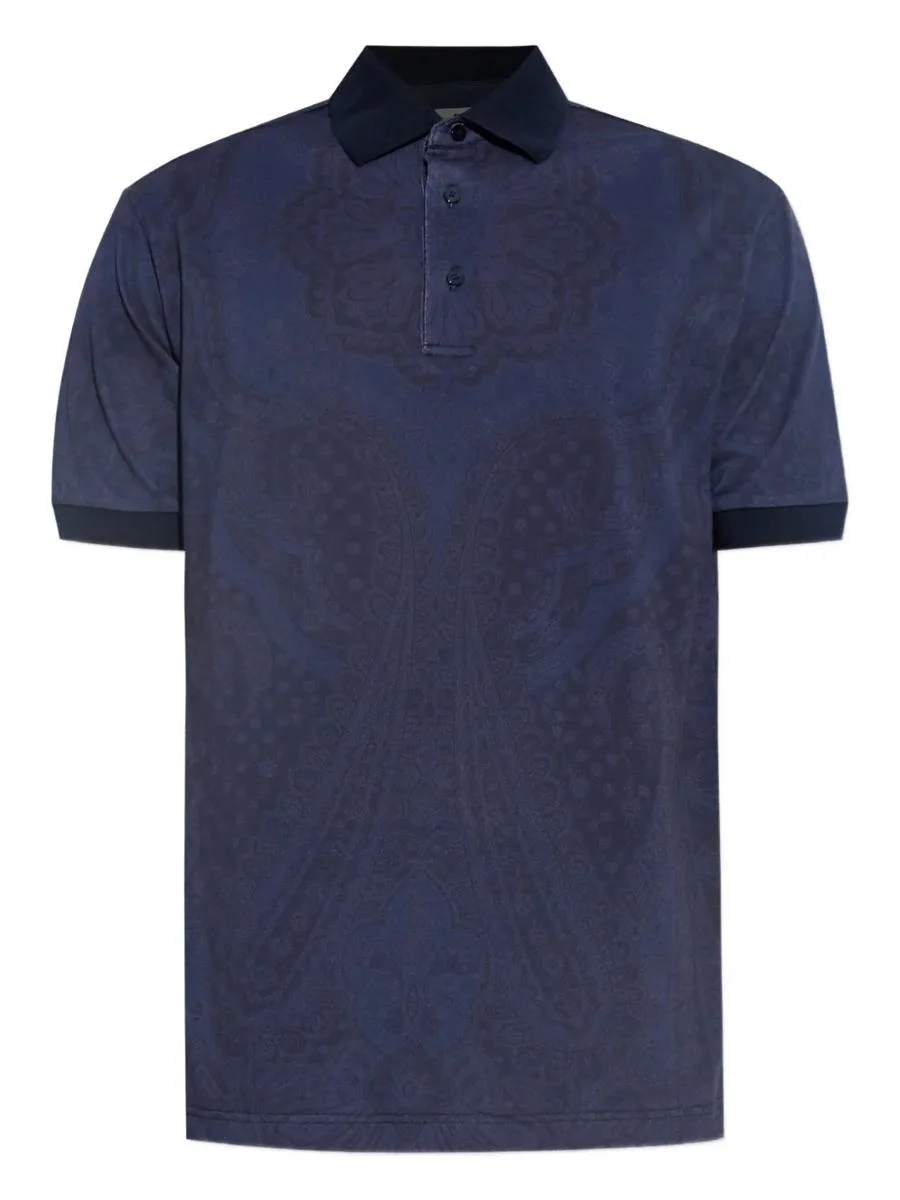Etro Cotton Polo With Paisley Print - 1