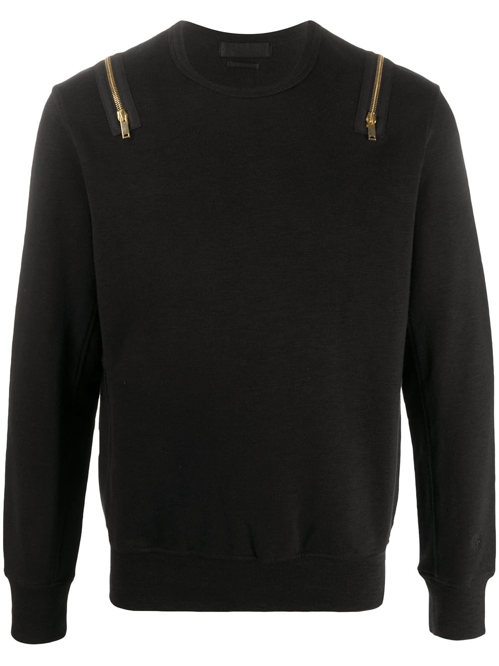 zip shoulder crew neck sweater - 1