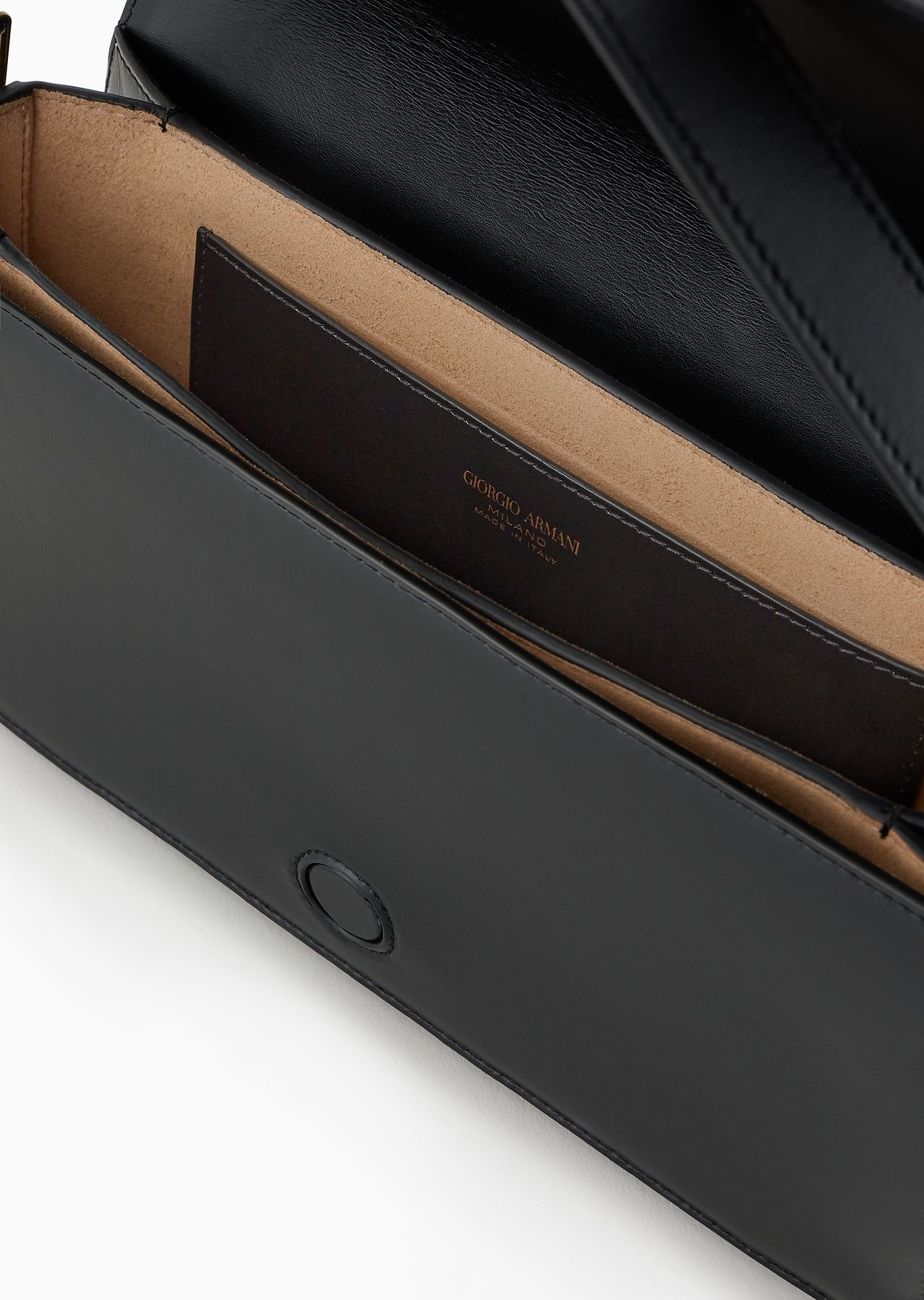Polished leather baguette bag - 4