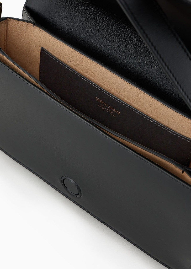 Polished leather baguette bag 4