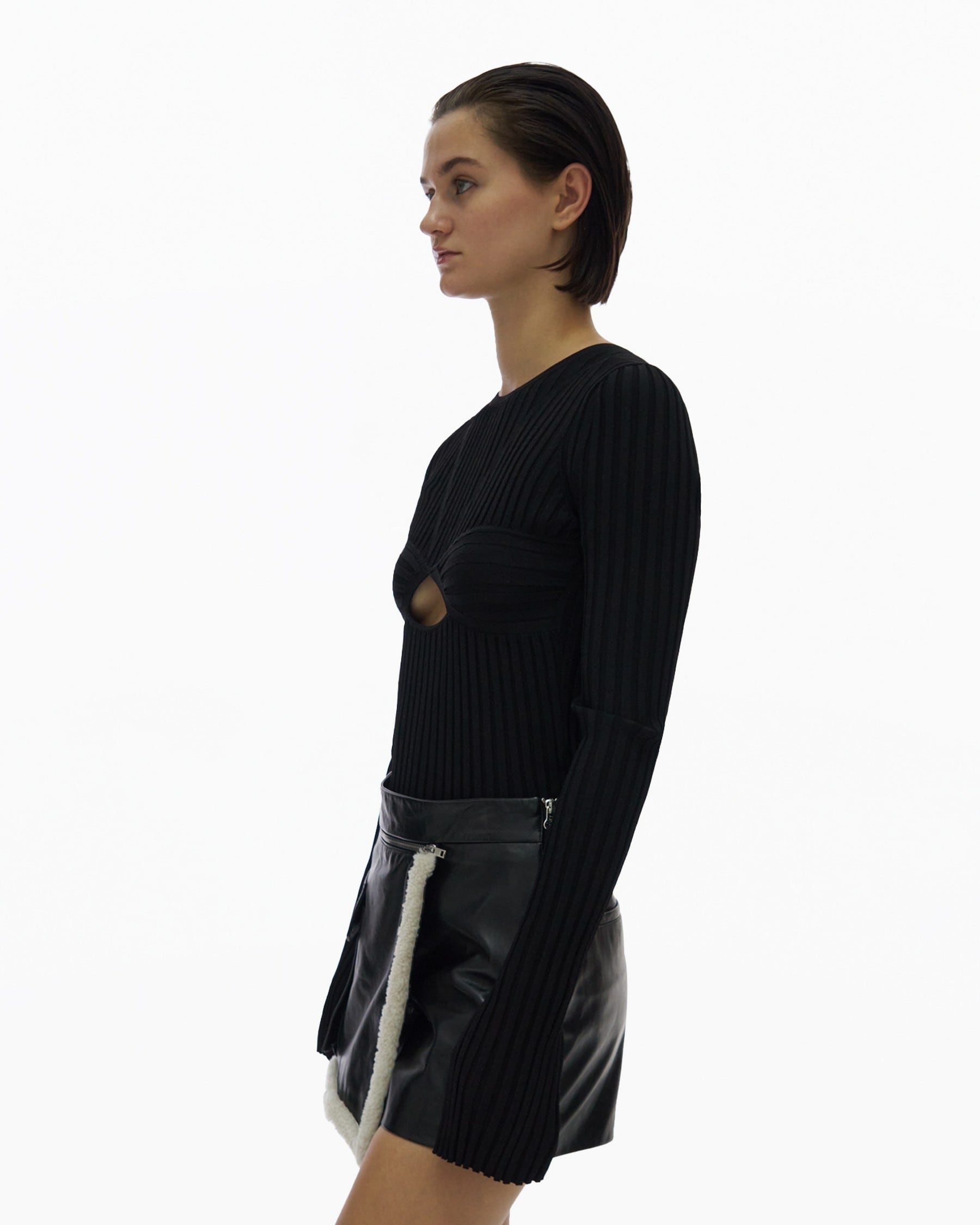 RIB BRA LONG-SLEEVE CREWNECK - 5
