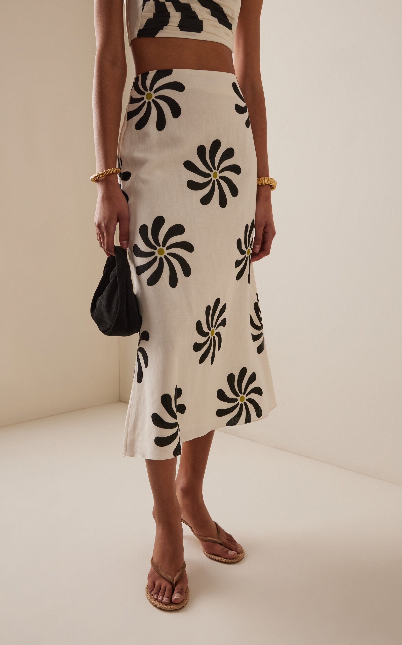 Fabiana Linen Midi Skirt black/white - 3