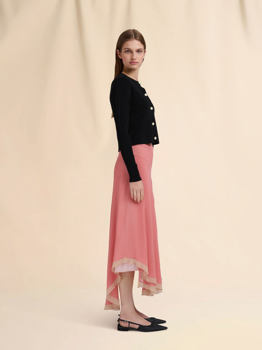 BLACK VISCOSE HALF-AND-HALF CARDIGAN - 5