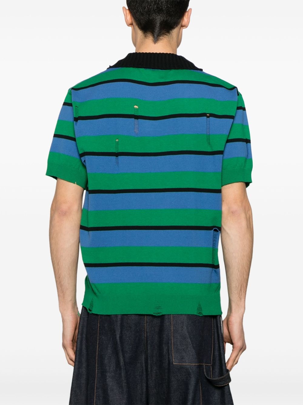 damaged striped polo shirt - 3