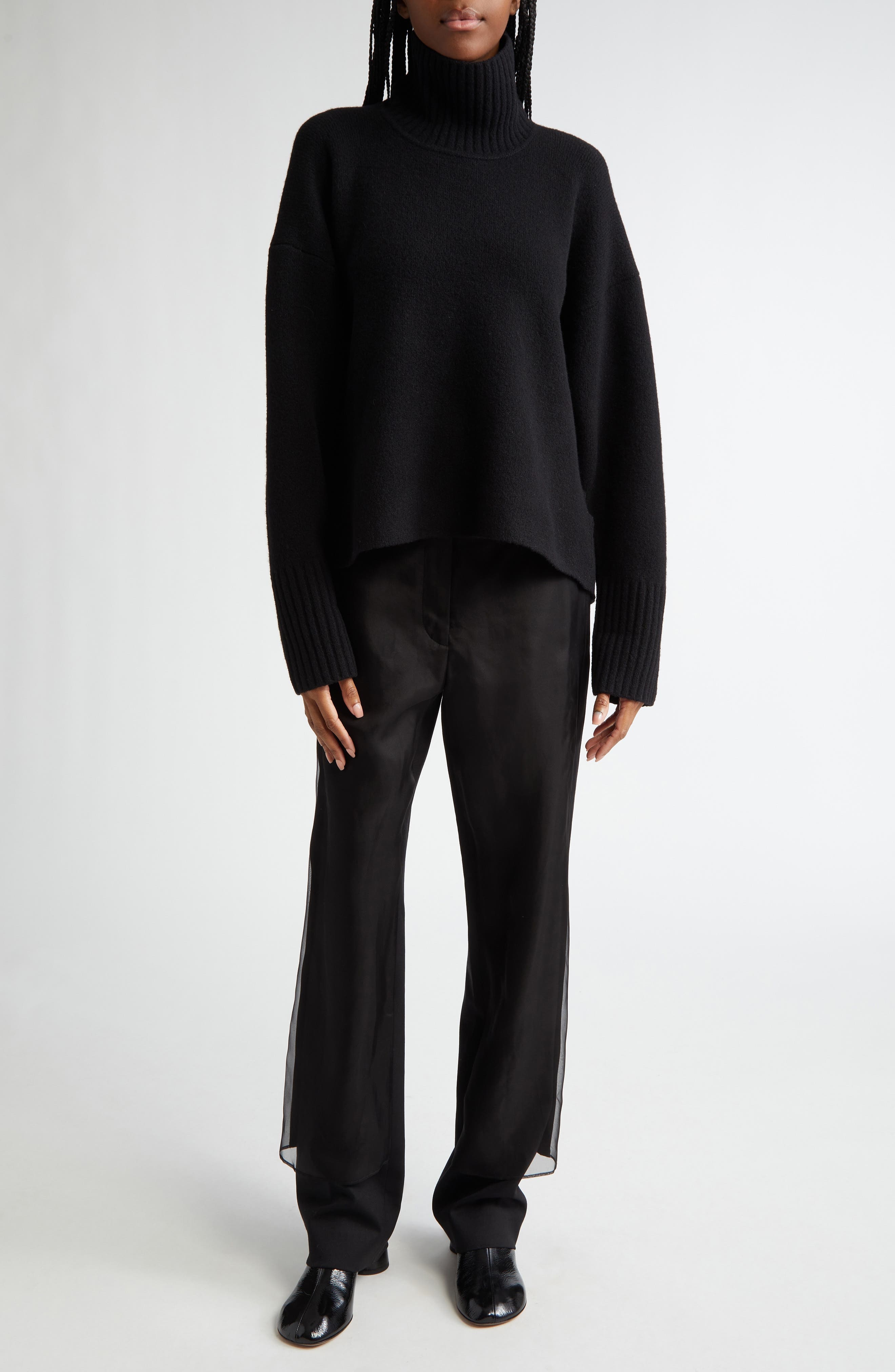 Proenza Schouler Sandra Cashmere & Wool Blend Turtleneck Sweater in Black at Nordstrom - 2
