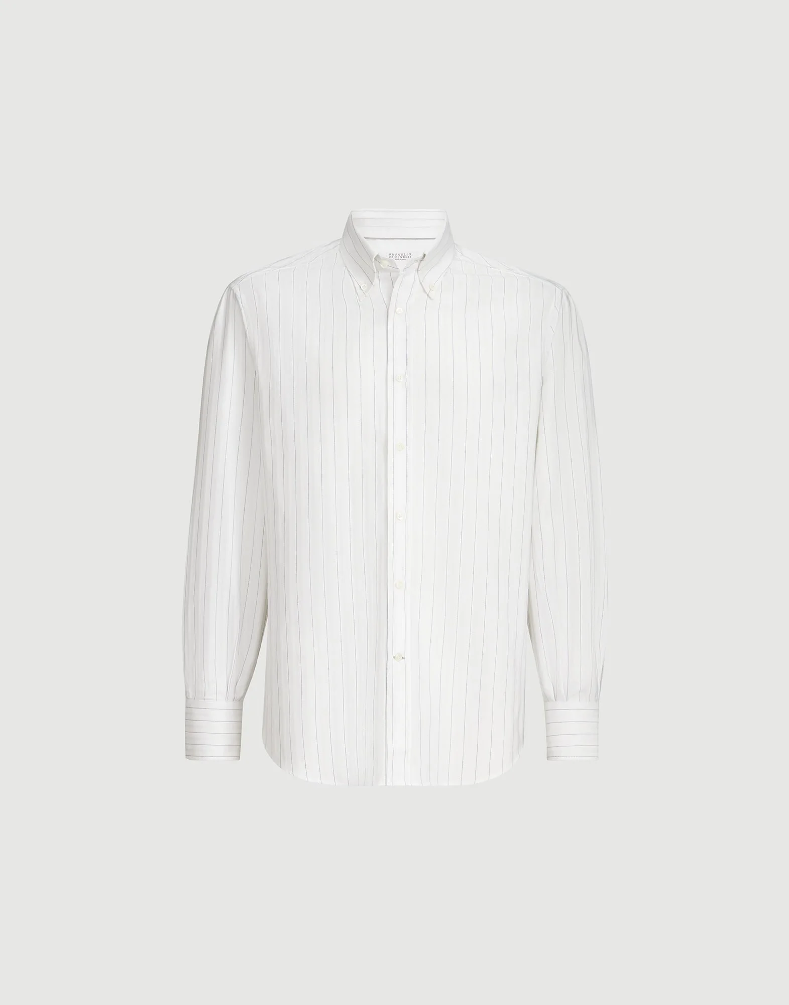 Cotton textured striped chevron shirt with button-down collar - 1